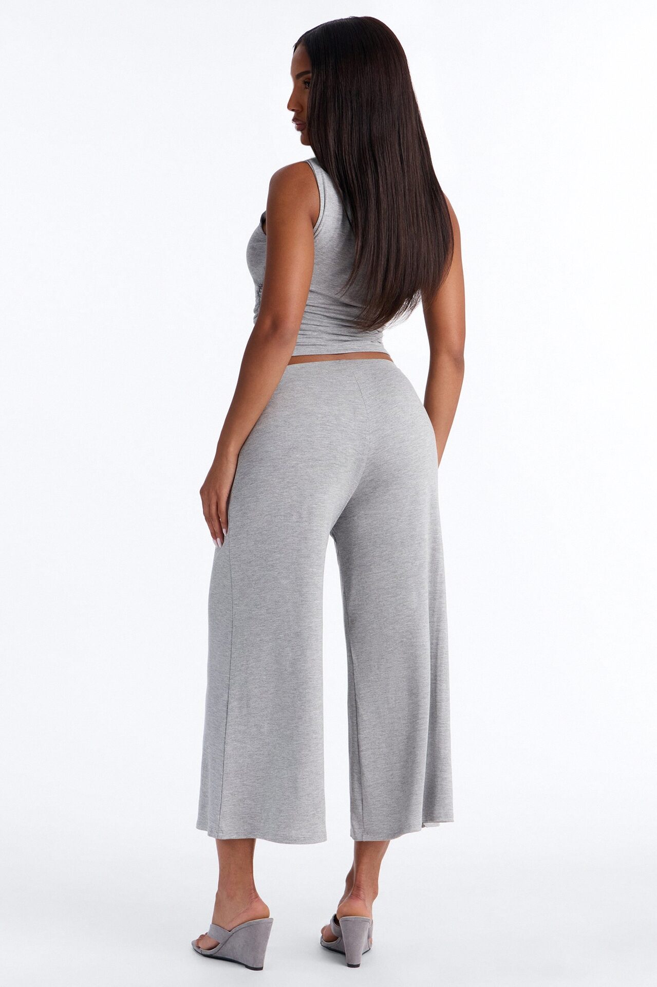Cool Girl Gaucho Pant Set - Heather Grey