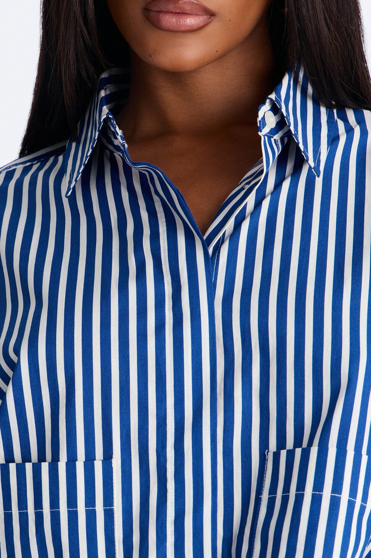 Beachside Babe Long Sleeve Striped Shirt - Blue/combo