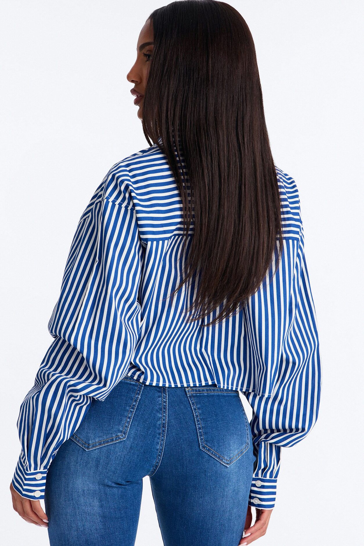 Beachside Babe Long Sleeve Striped Shirt - Blue/combo