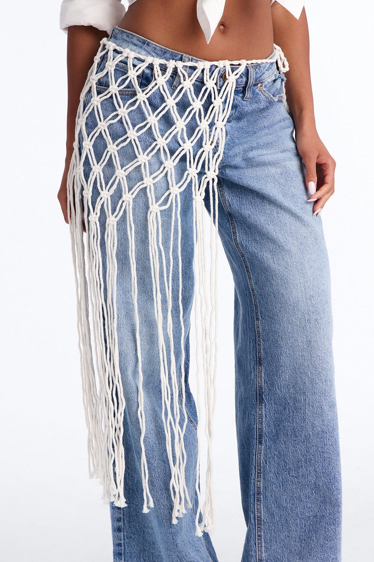 Plenty Of Fish Crochet Scarf Belt - Ivory