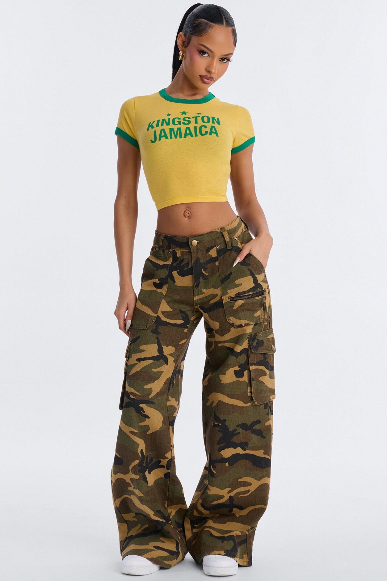 Kingston Jamaica Baby Tee - Yellow/combo