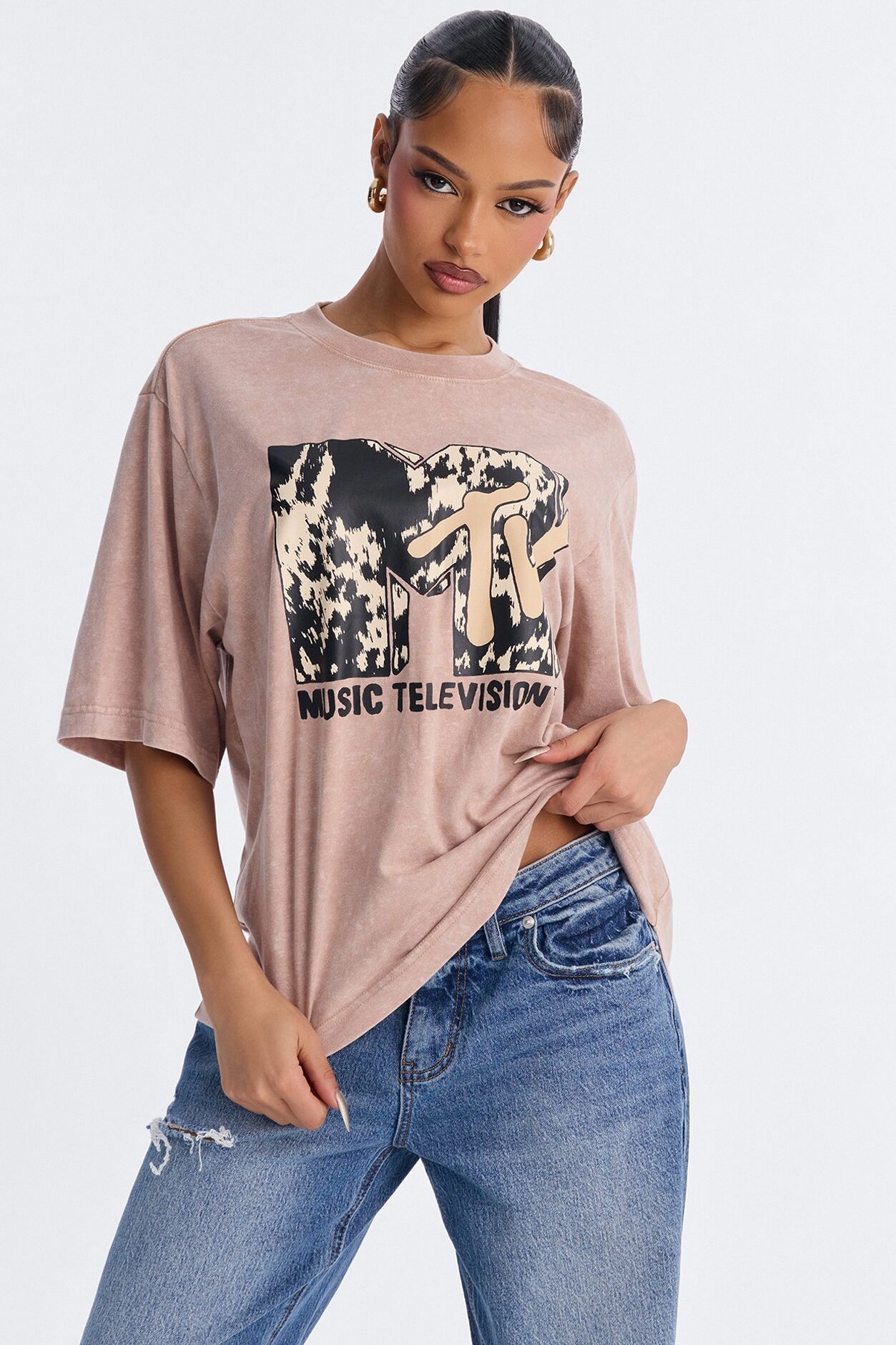 MTV Boxy Crop Tee - Brown