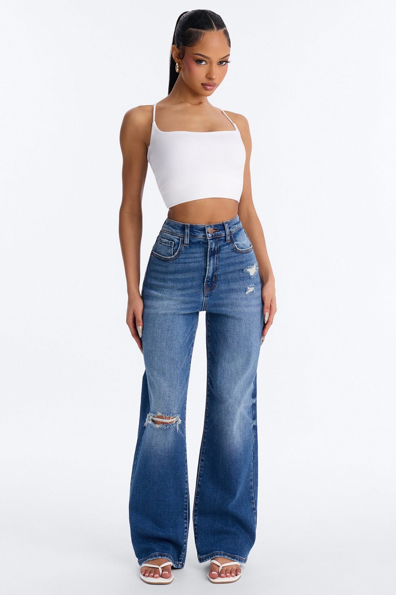 Floriane High RIse Stretch Straight Leg Jeans - Dark Wash