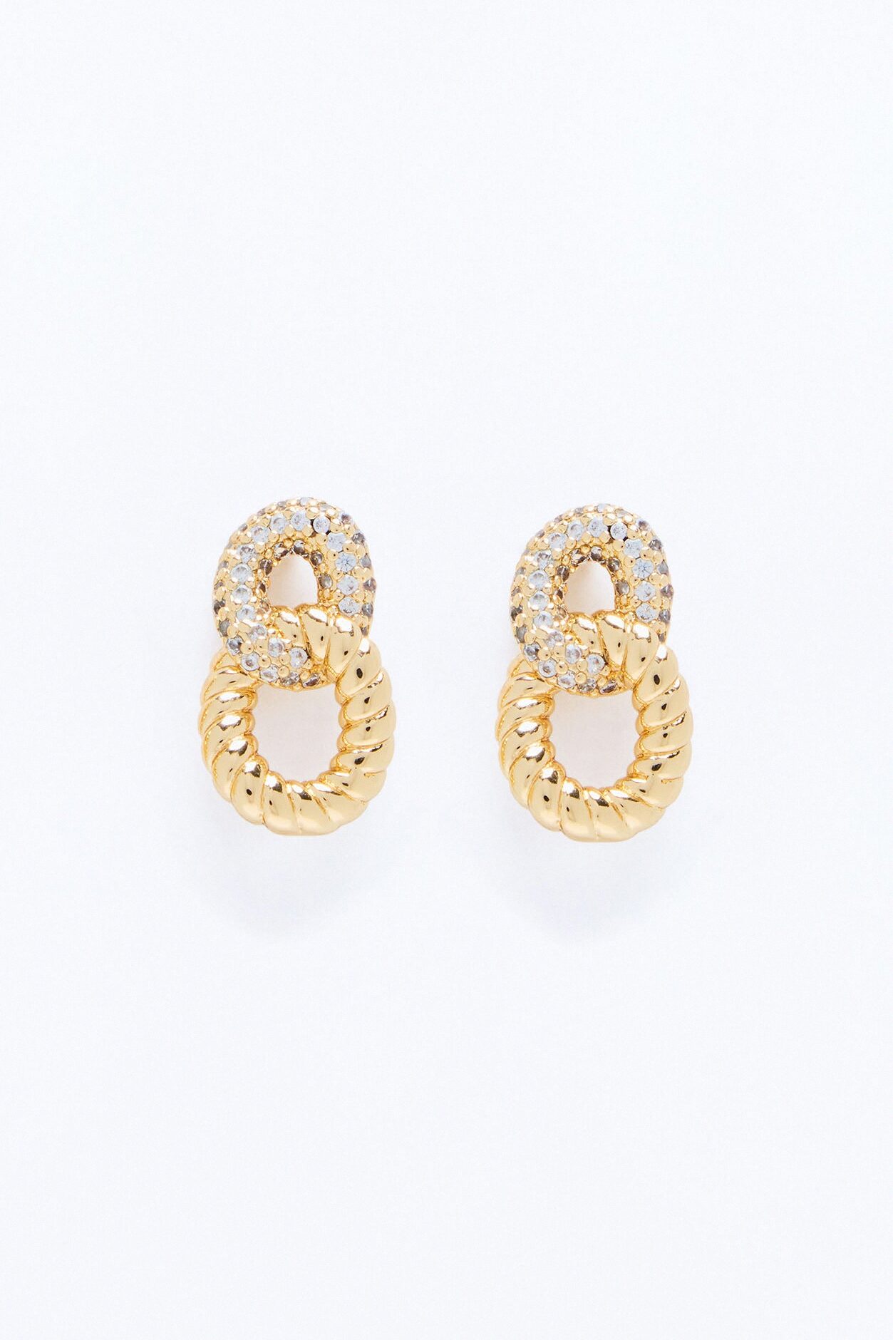 Cubic Zirconia We're Unbreakable Stud Earrings - Gold