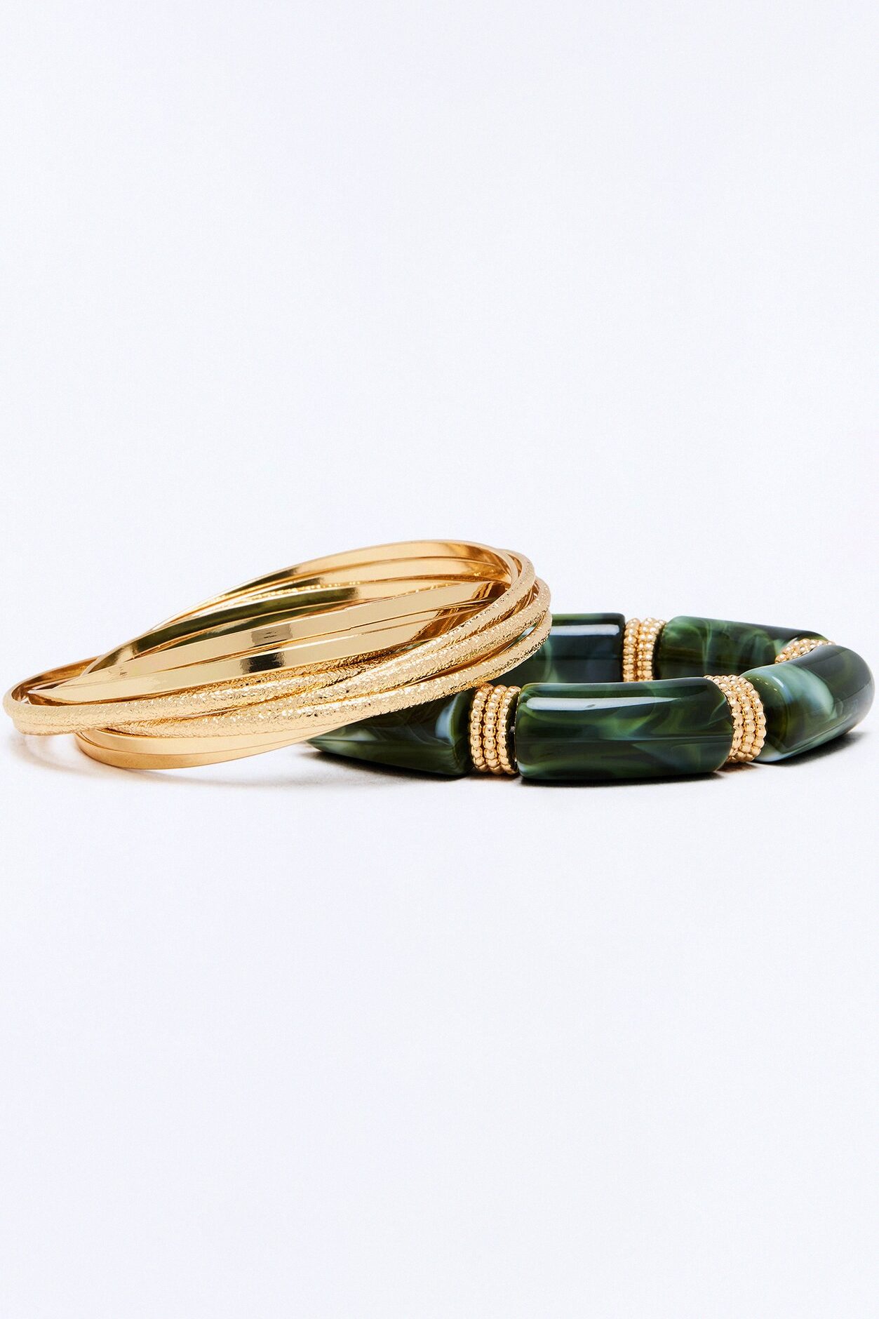 Not Getting Over It 11 Piece Bracelet Set - Gold/Green