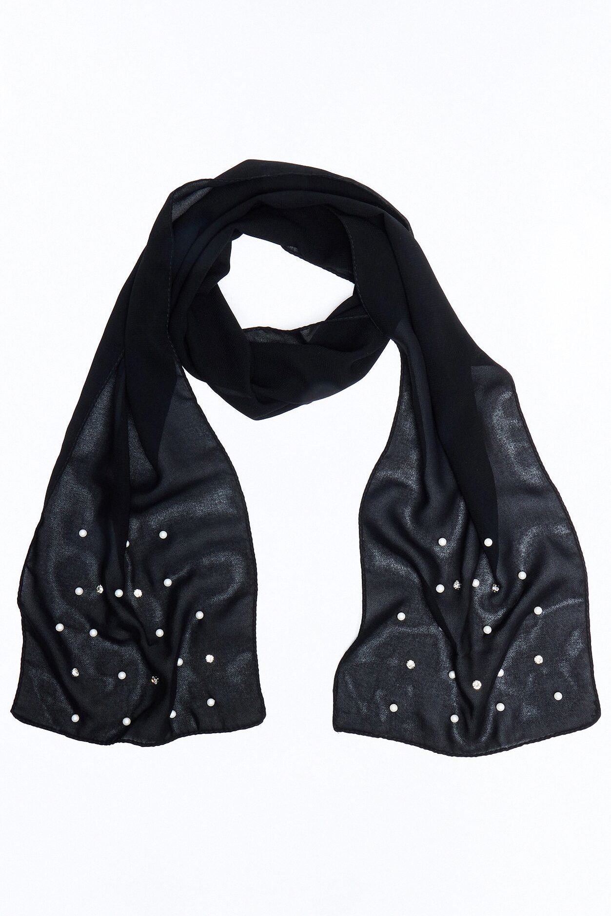Night Sky Skinny Sheer Scarf - Black