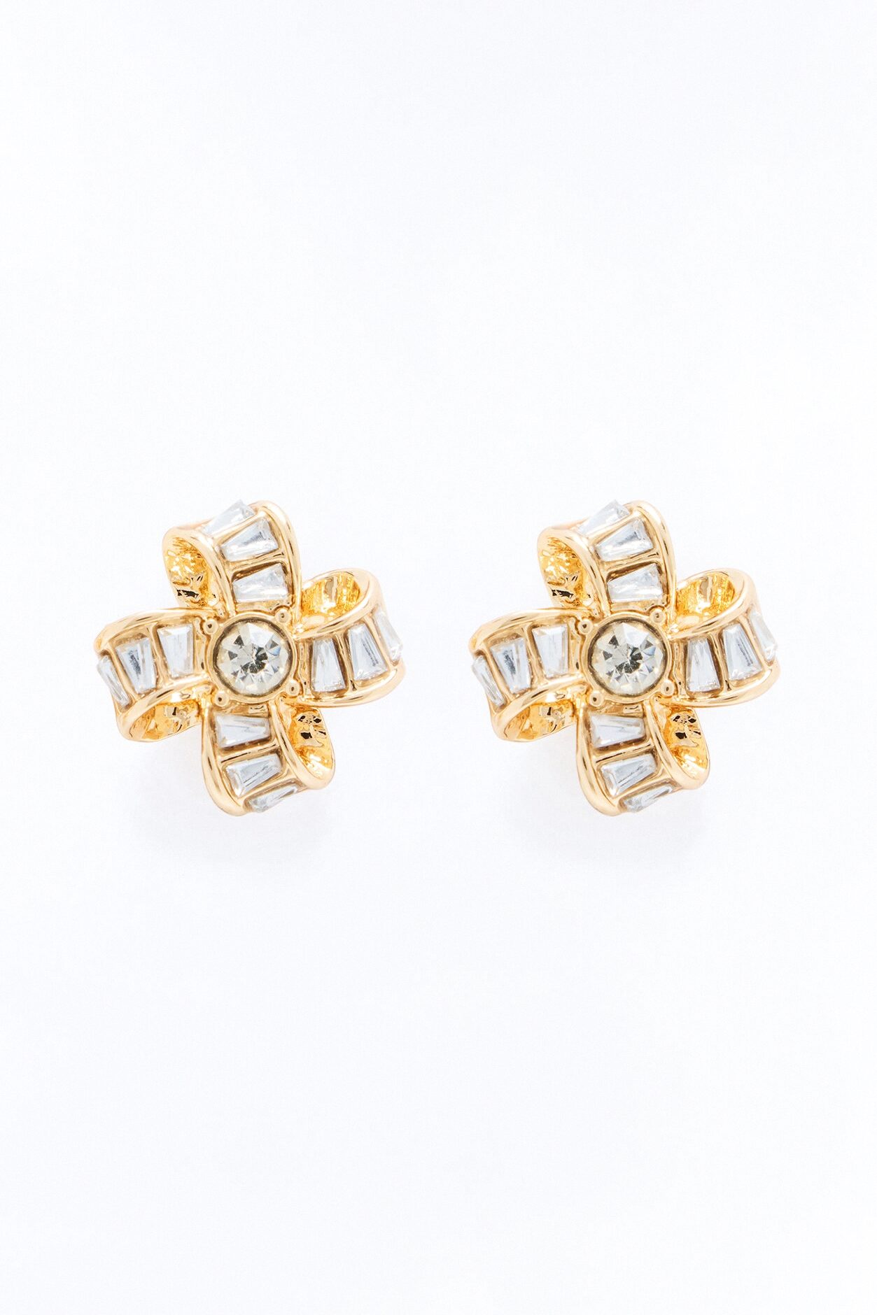 Enjoy The Moment Rhinestone Stud Earrings - Gold