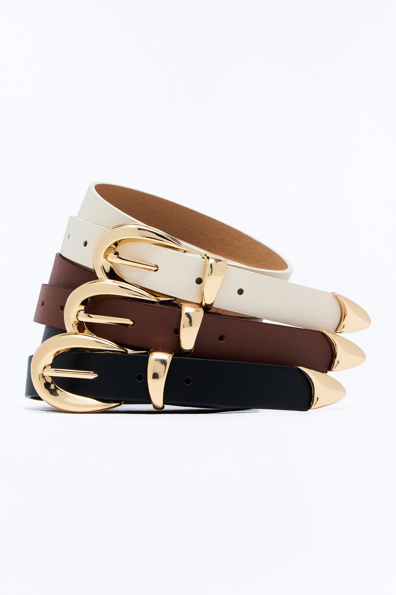 Simple Things Faux Leather 3 Piece Belt Set - Brown/combo
