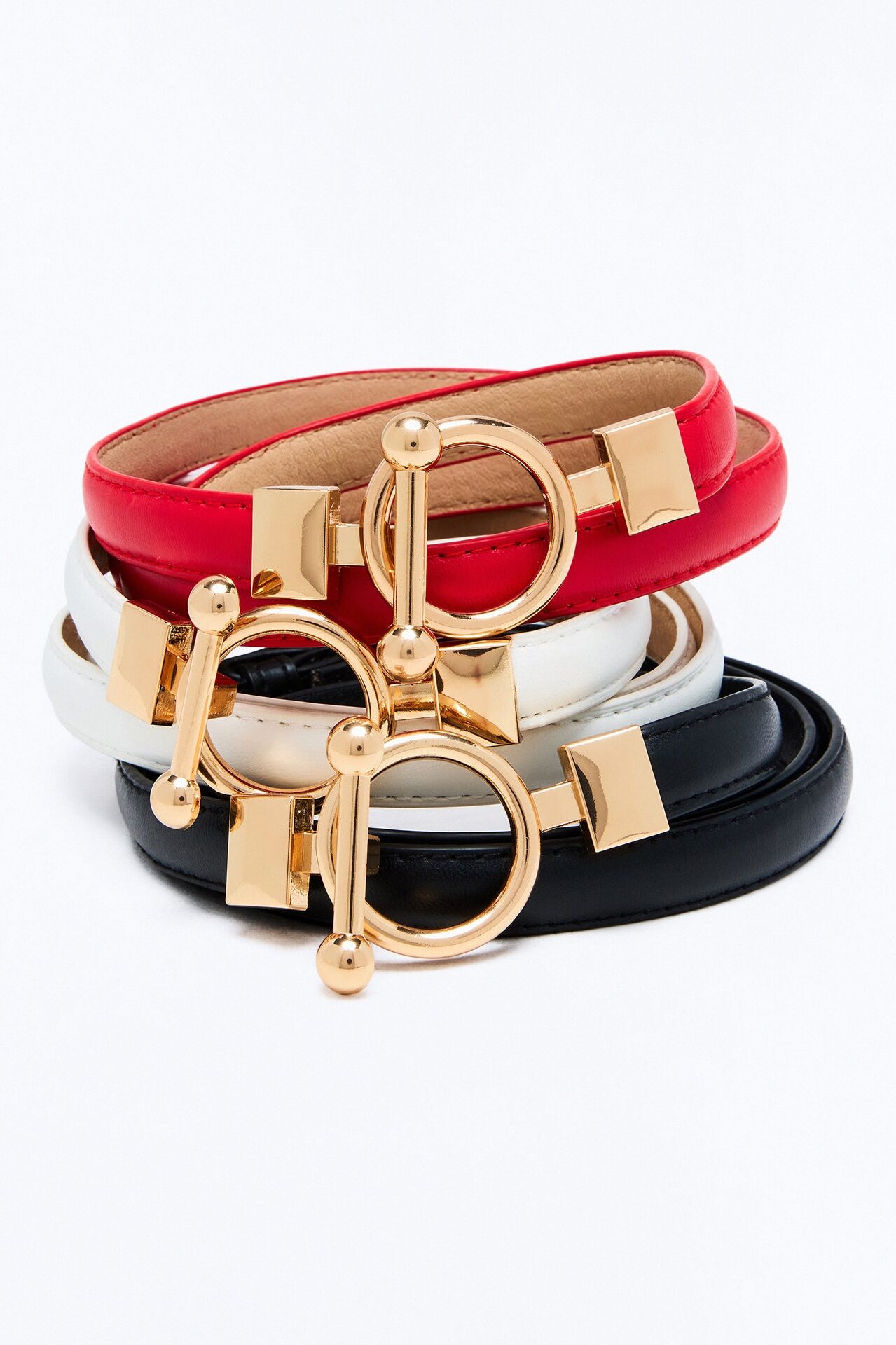 Pull Me Back Faux Leather 3 Piece Belt Set - Red/combo