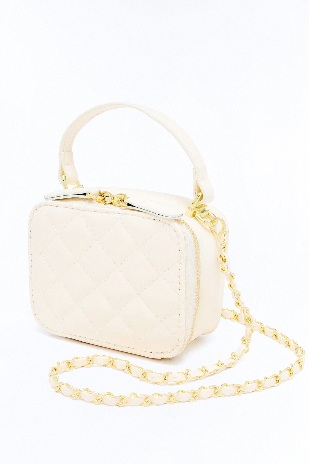 On The Go Mini Faux Leather Crossbody Handbag - Ivory