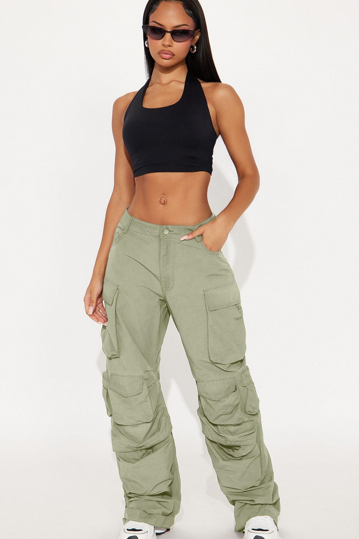 Talk It Up Oversized Cargo Pant - Sage
