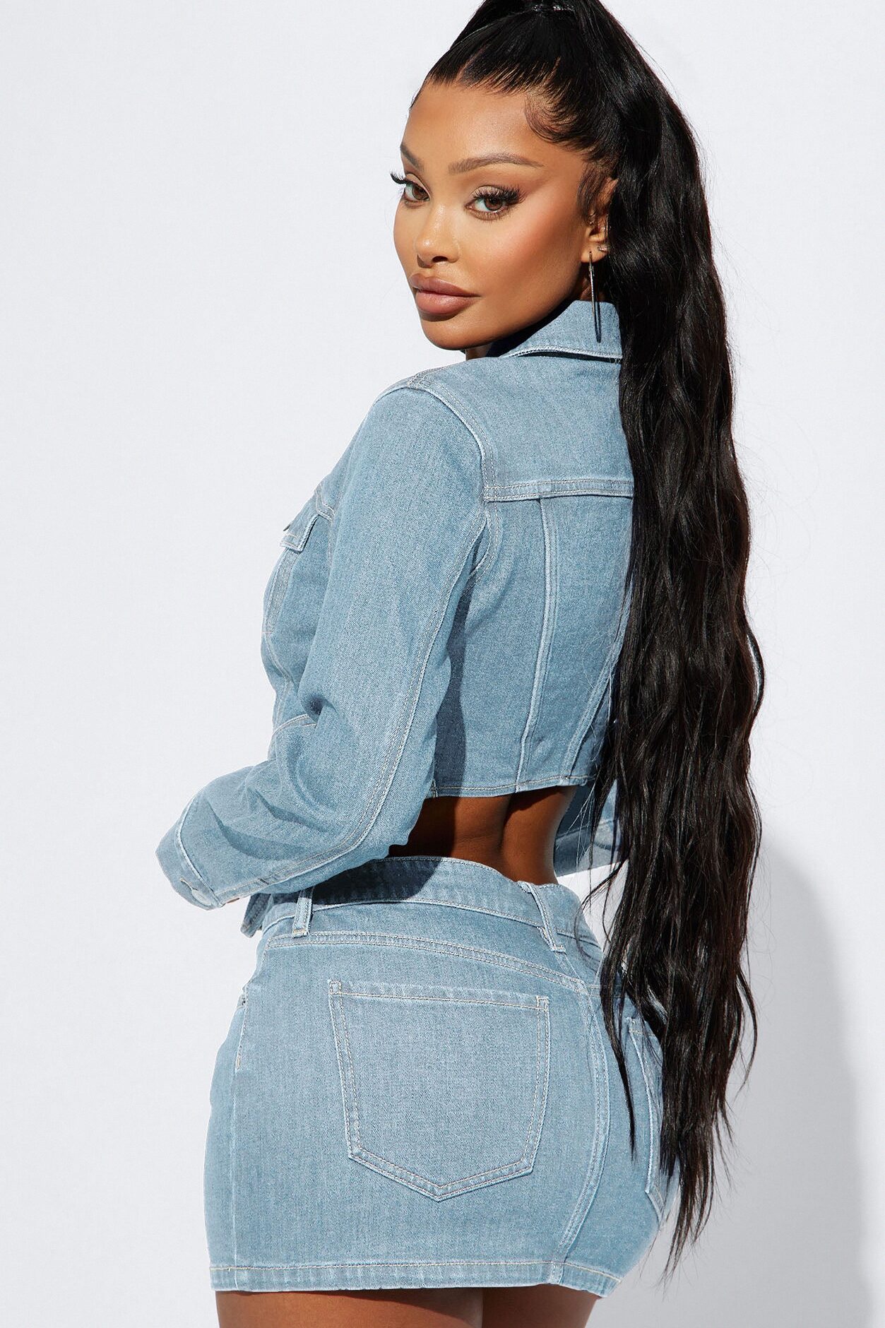 Break Free Denim Skirt Set - Light Wash