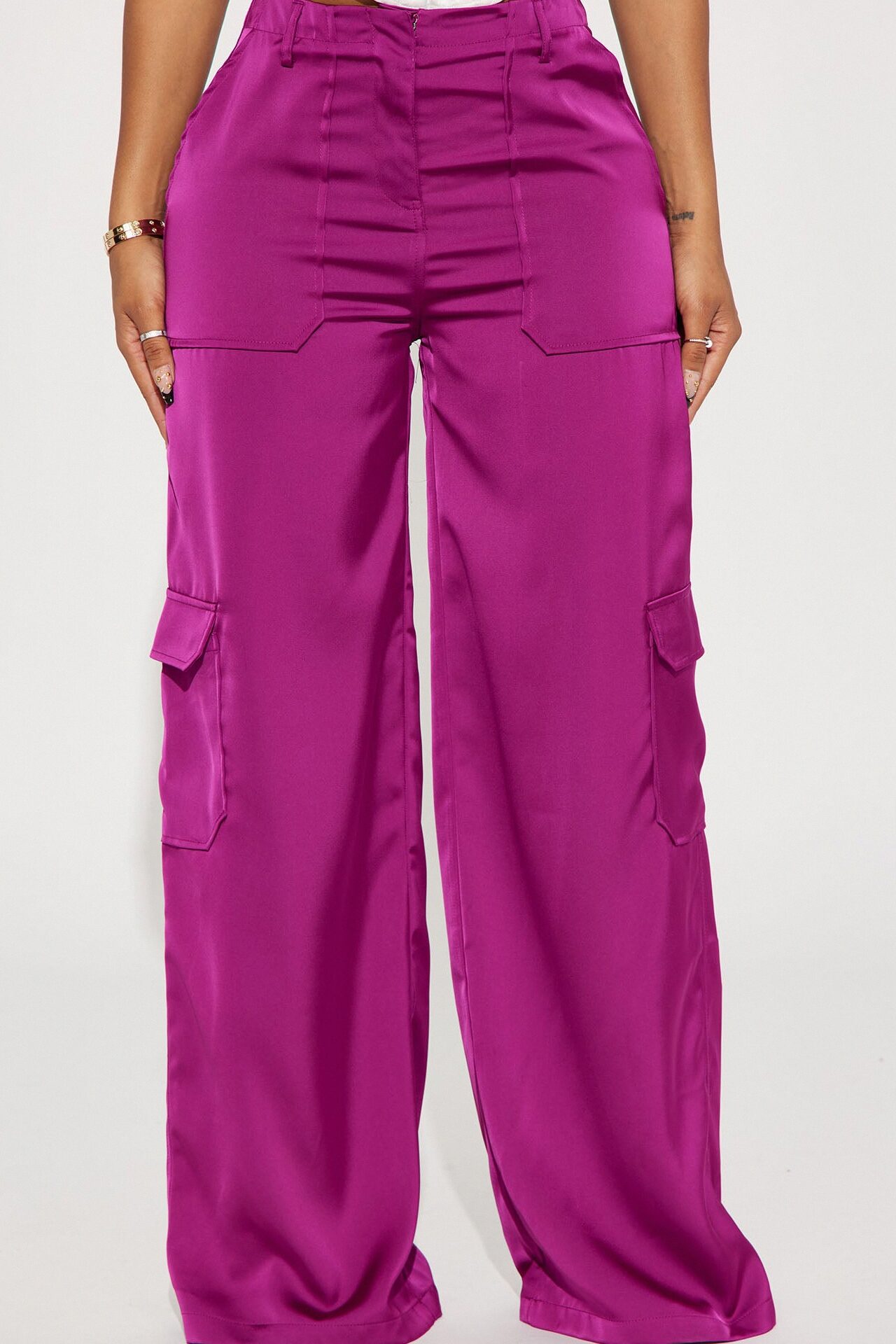 Pretty Girl Satin Cargo Pant - Magenta