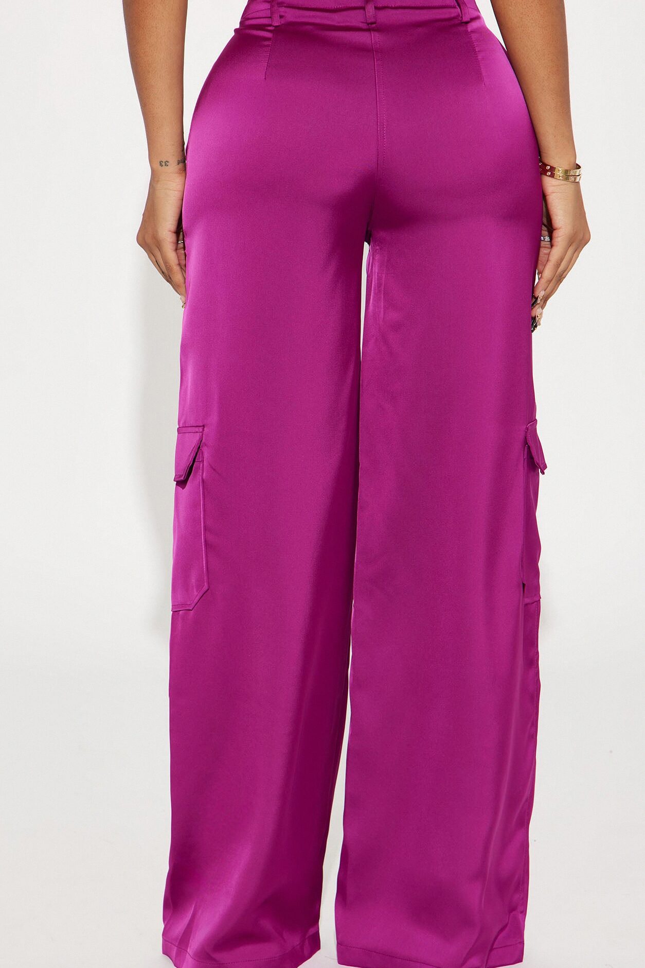 Pretty Girl Satin Cargo Pant - Magenta