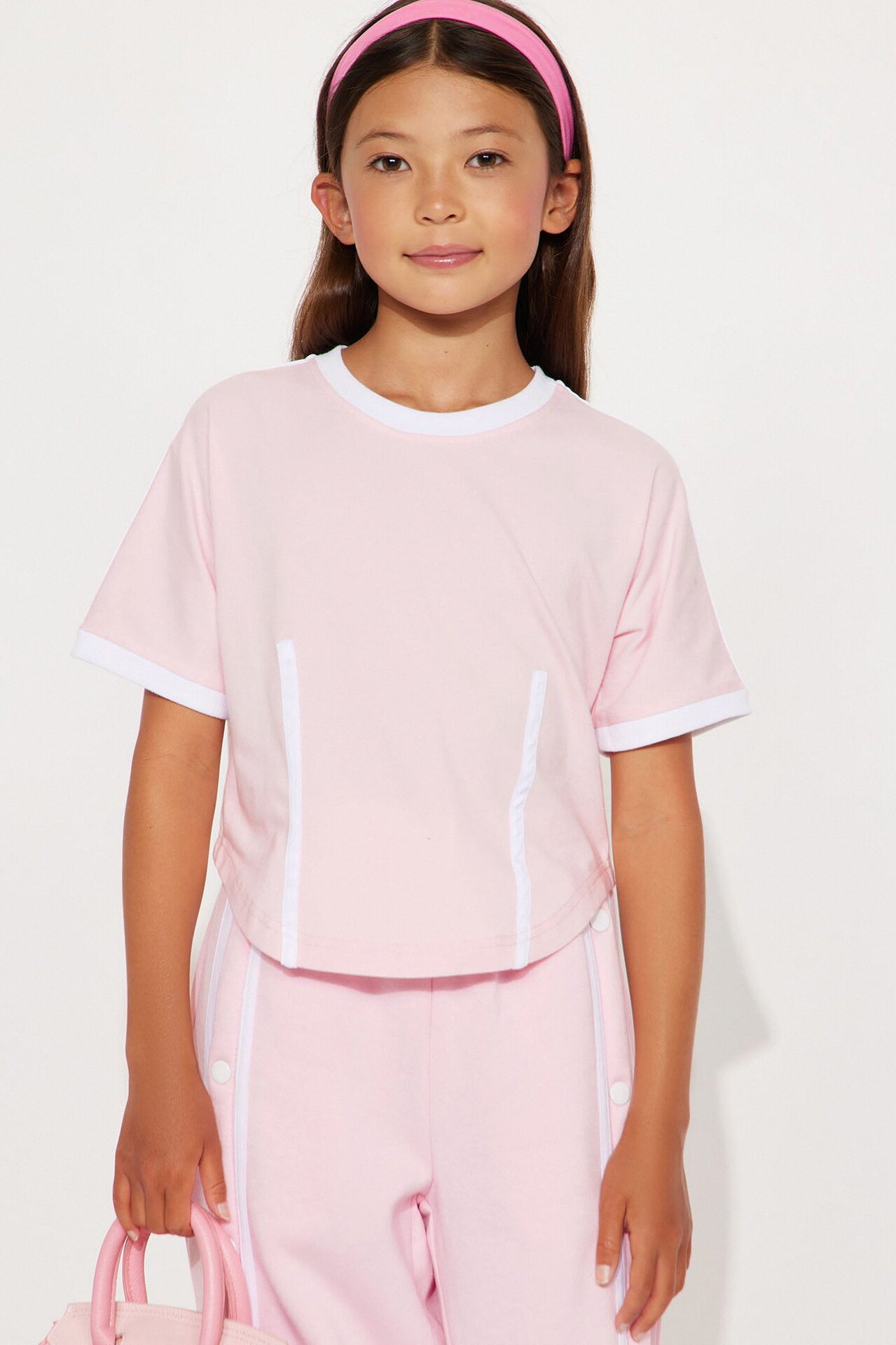 Mini Sara Fleece Track Pant Set - Pink