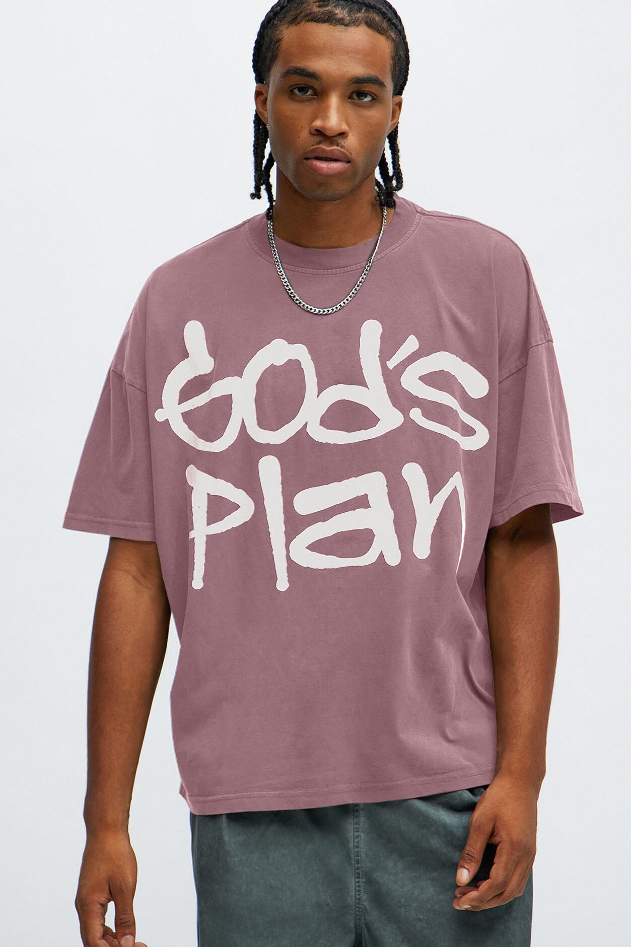God's Plan Oversized Short Sleeve Tee - Mauve