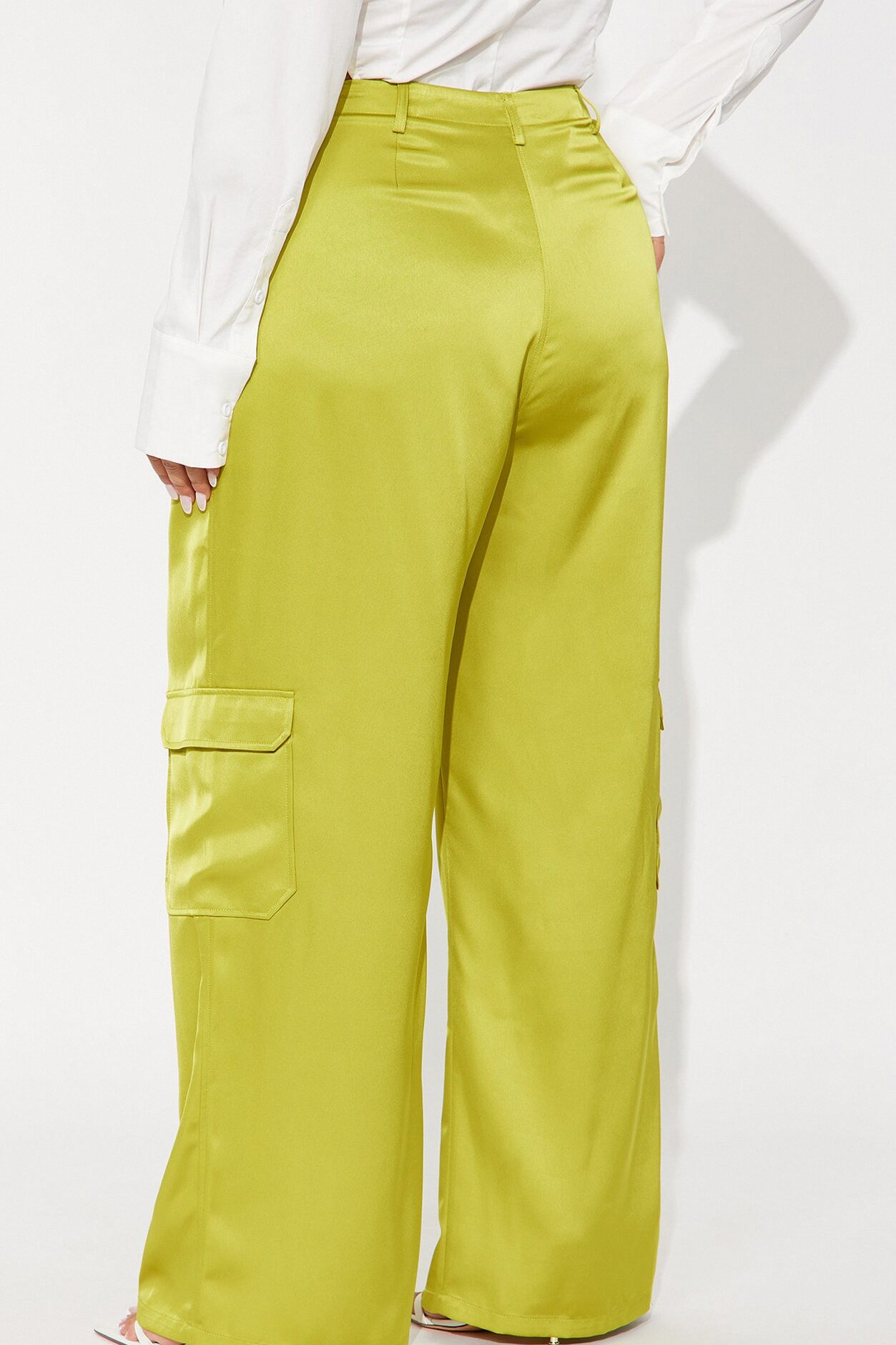 Pretty Girl Satin Cargo Pant - Chartreuse