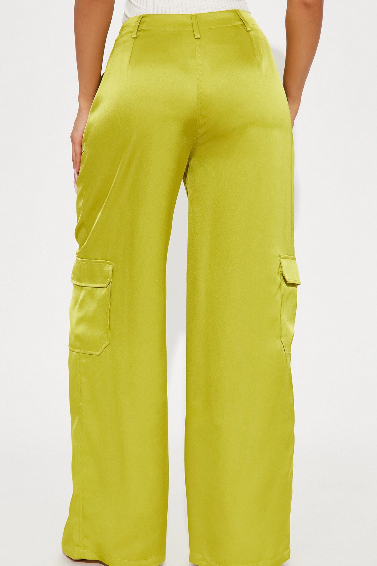 Pretty Girl Satin Cargo Pant - Chartreuse