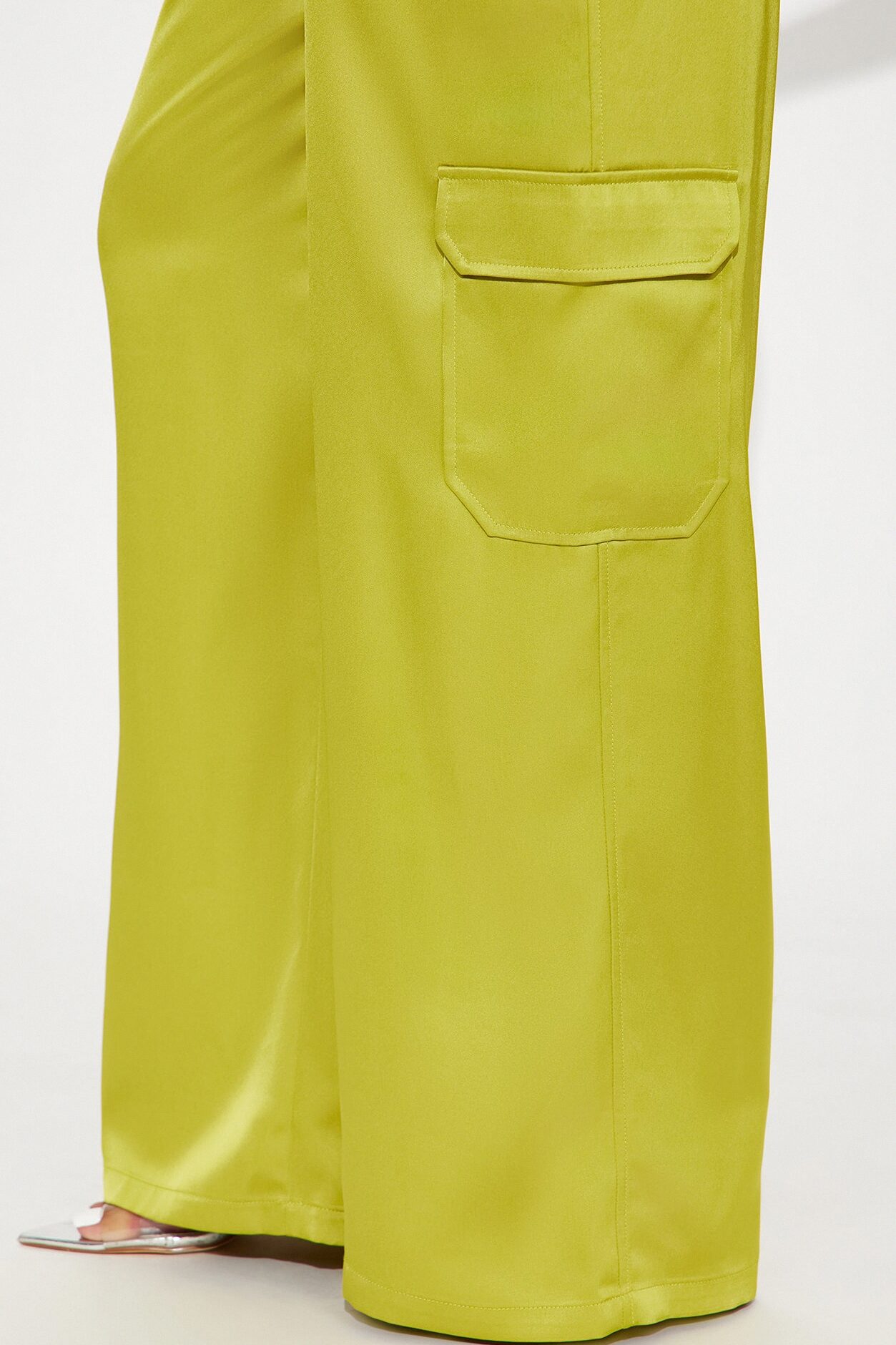 Pretty Girl Satin Cargo Pant - Chartreuse