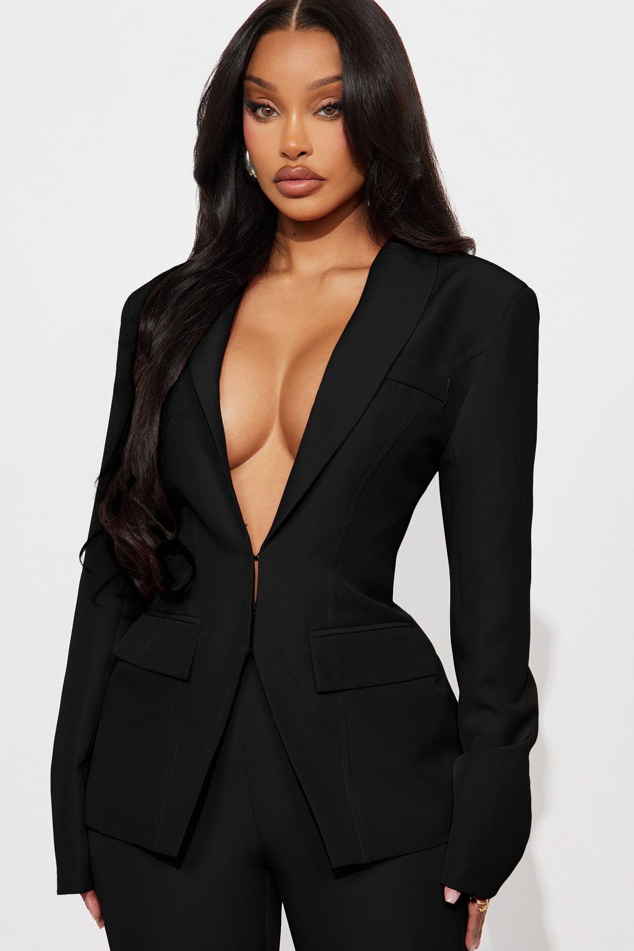 About Her Business Hourglass Blazer - Black