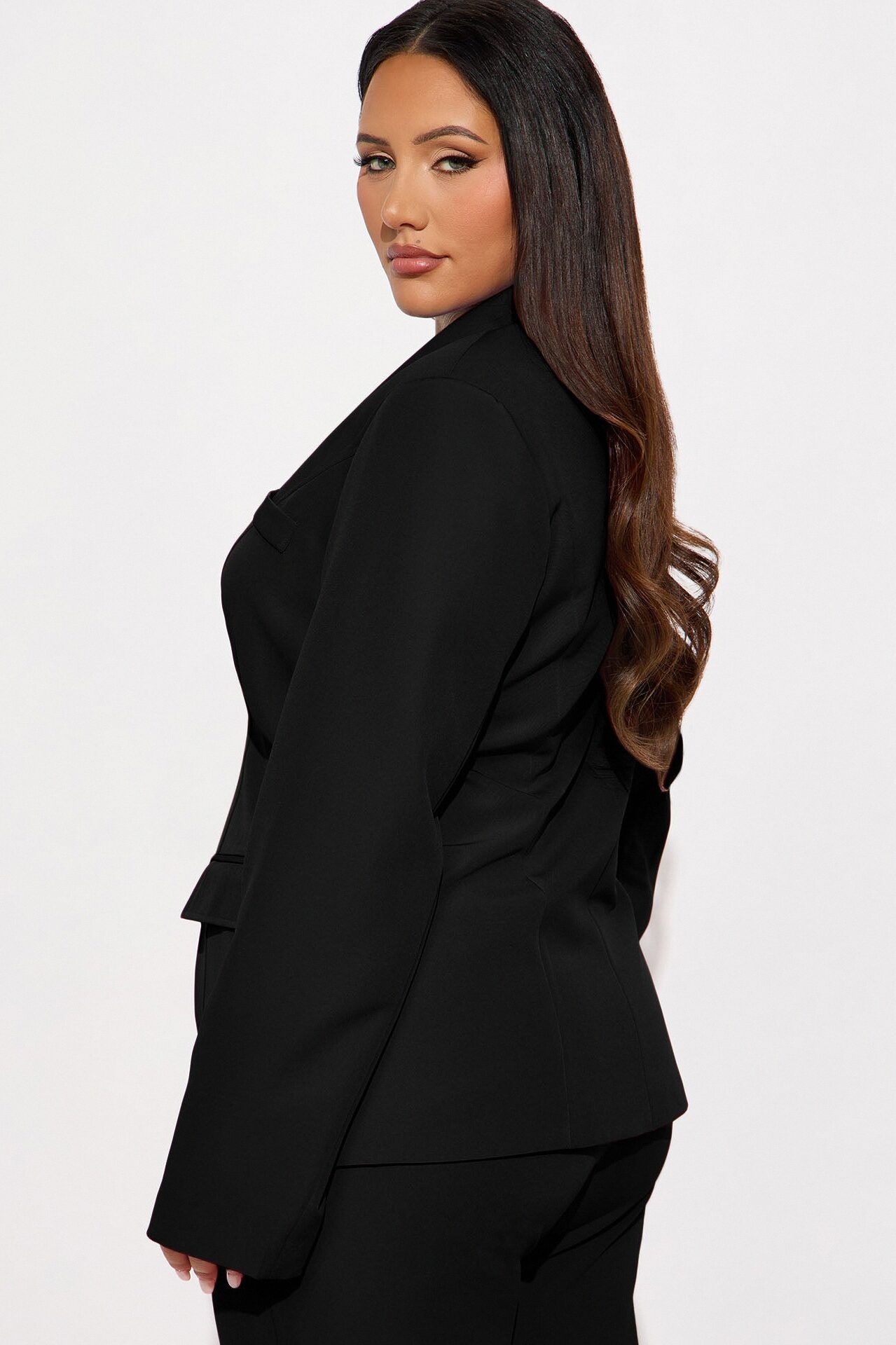 About Her Business Hourglass Blazer - Black