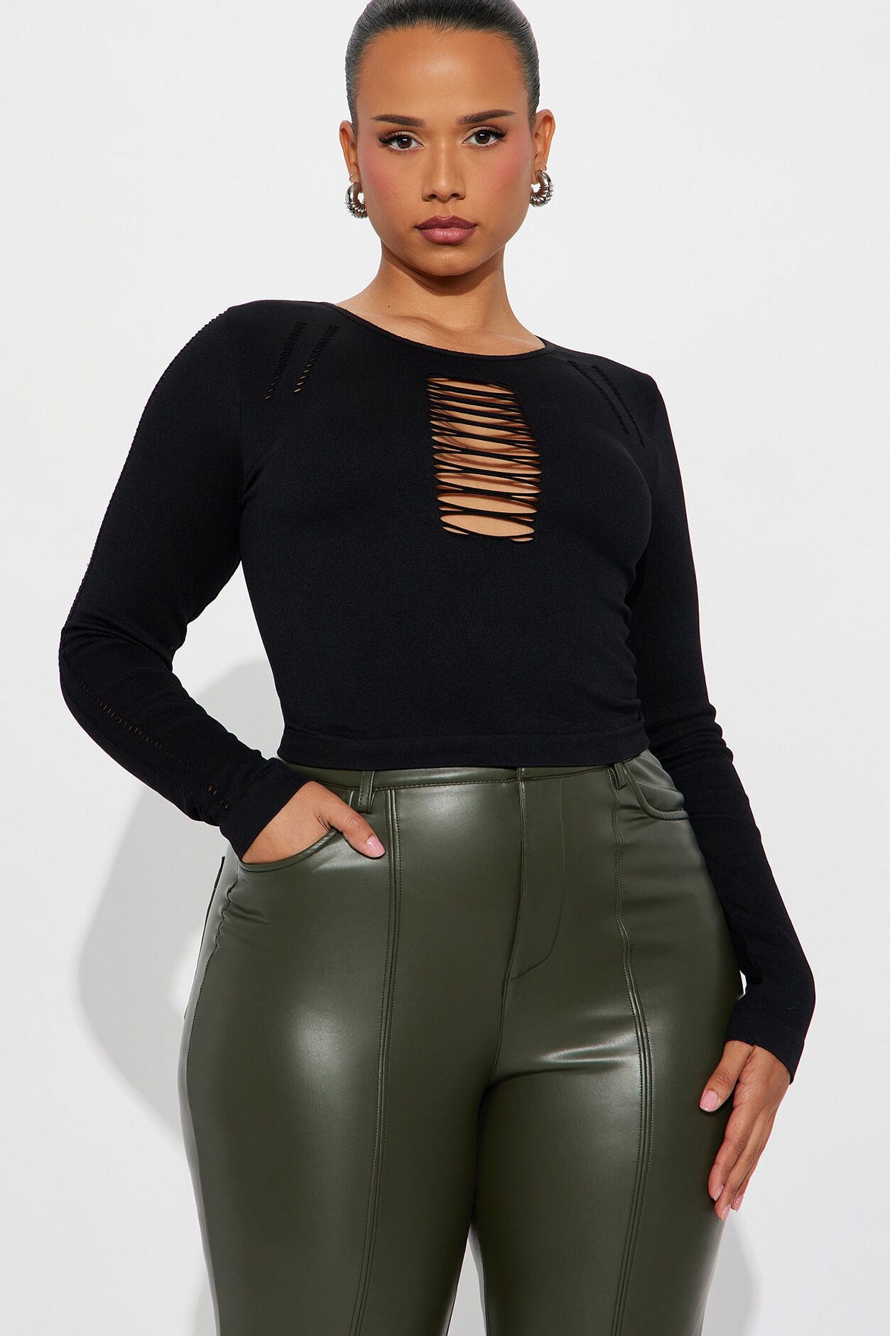 Hot Girl Energy Long Sleeve Top - Black
