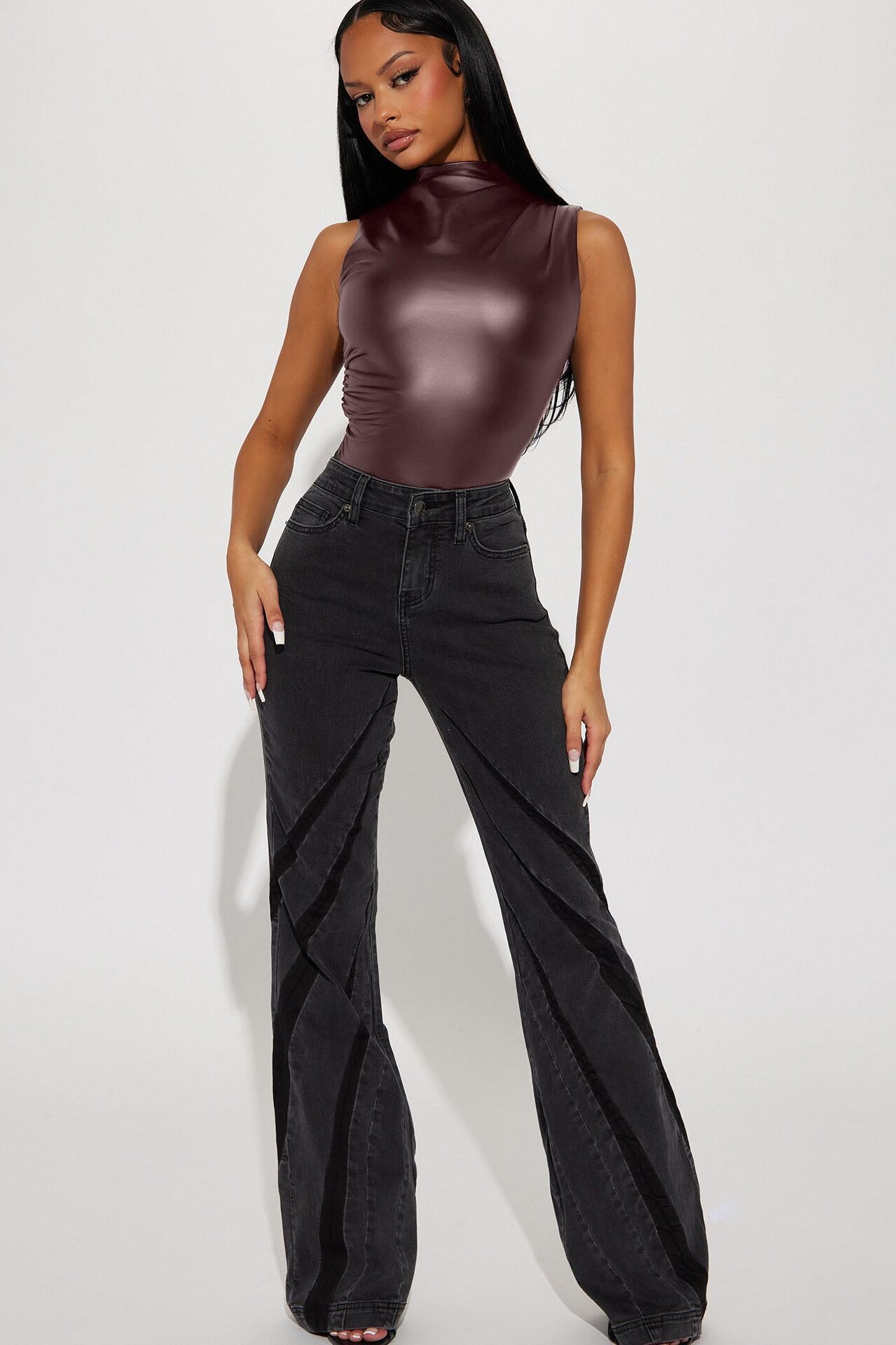 Kourtney Faux Leather Bodysuit - Brown