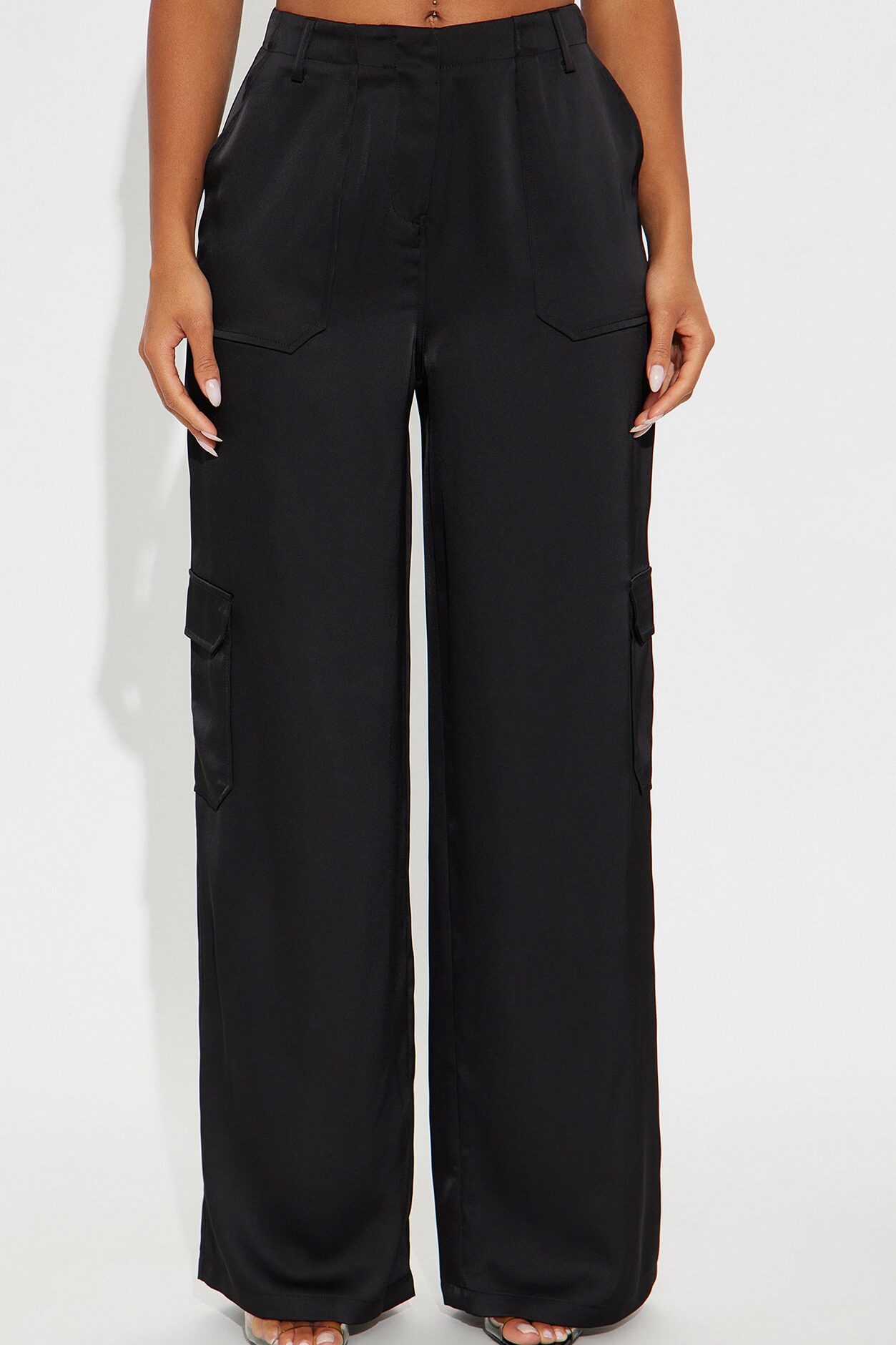 Pretty Girl Satin Cargo Pant - Black