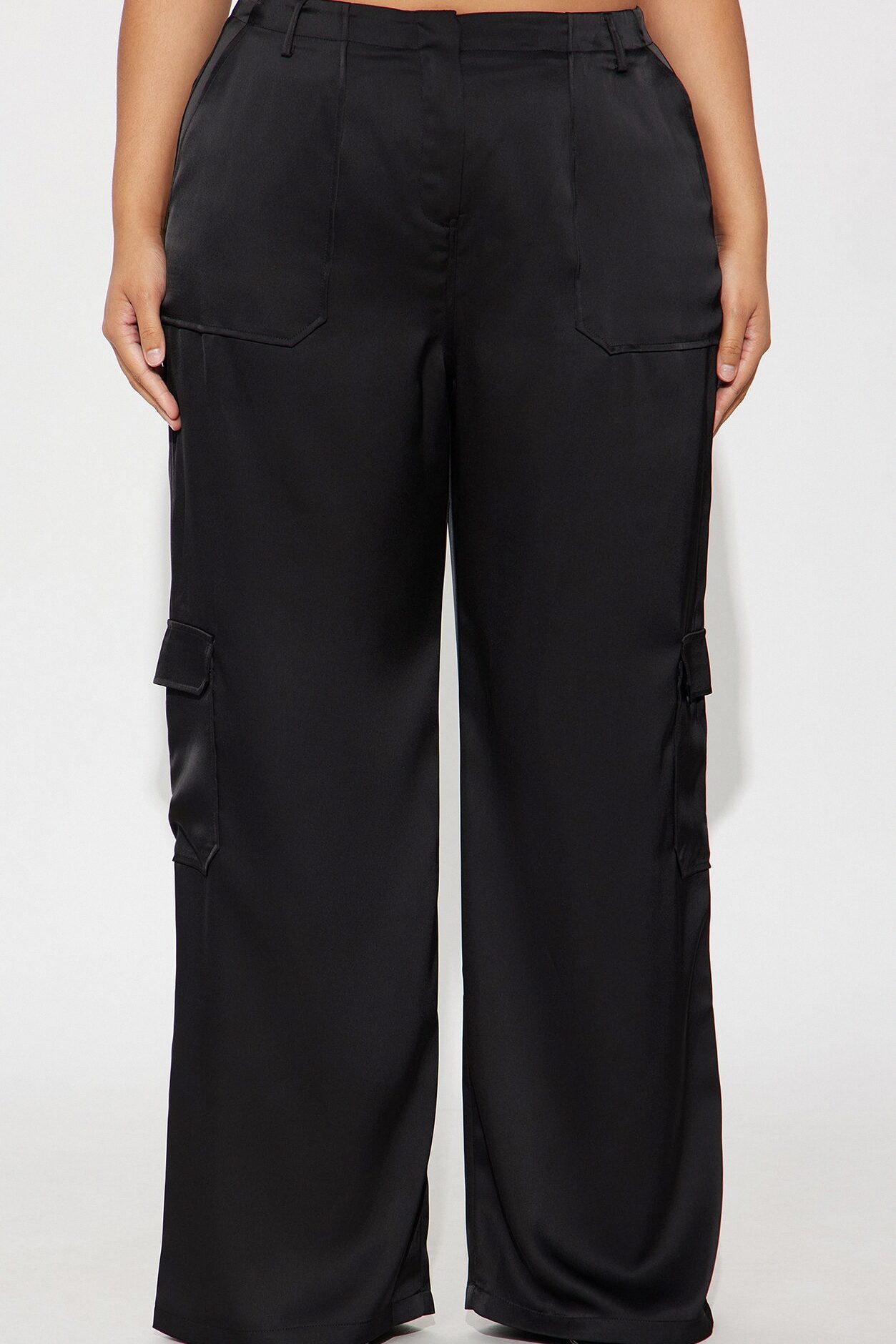 Pretty Girl Satin Cargo Pant - Black