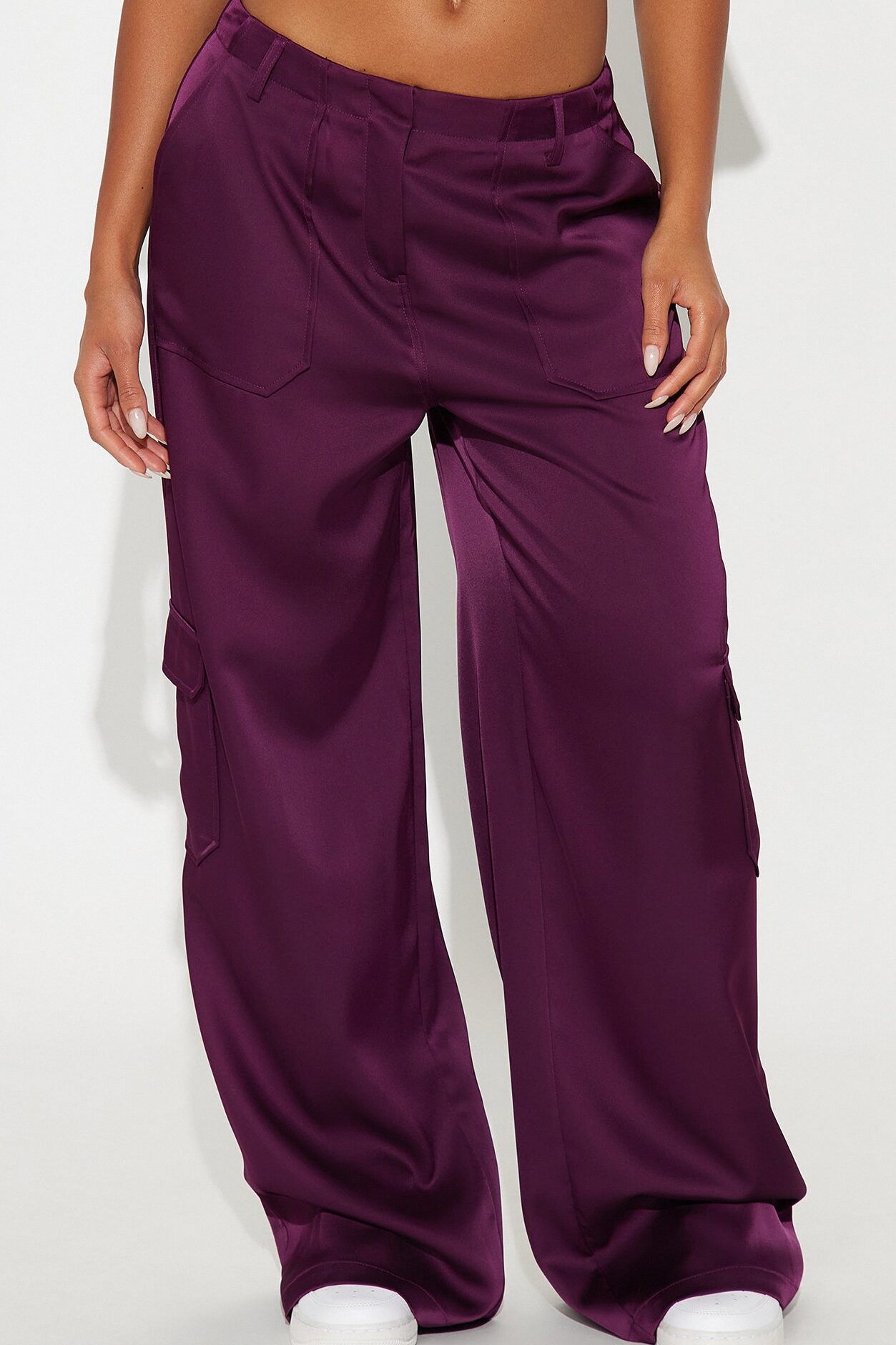 Pretty Girl Satin Cargo Pant - Plum
