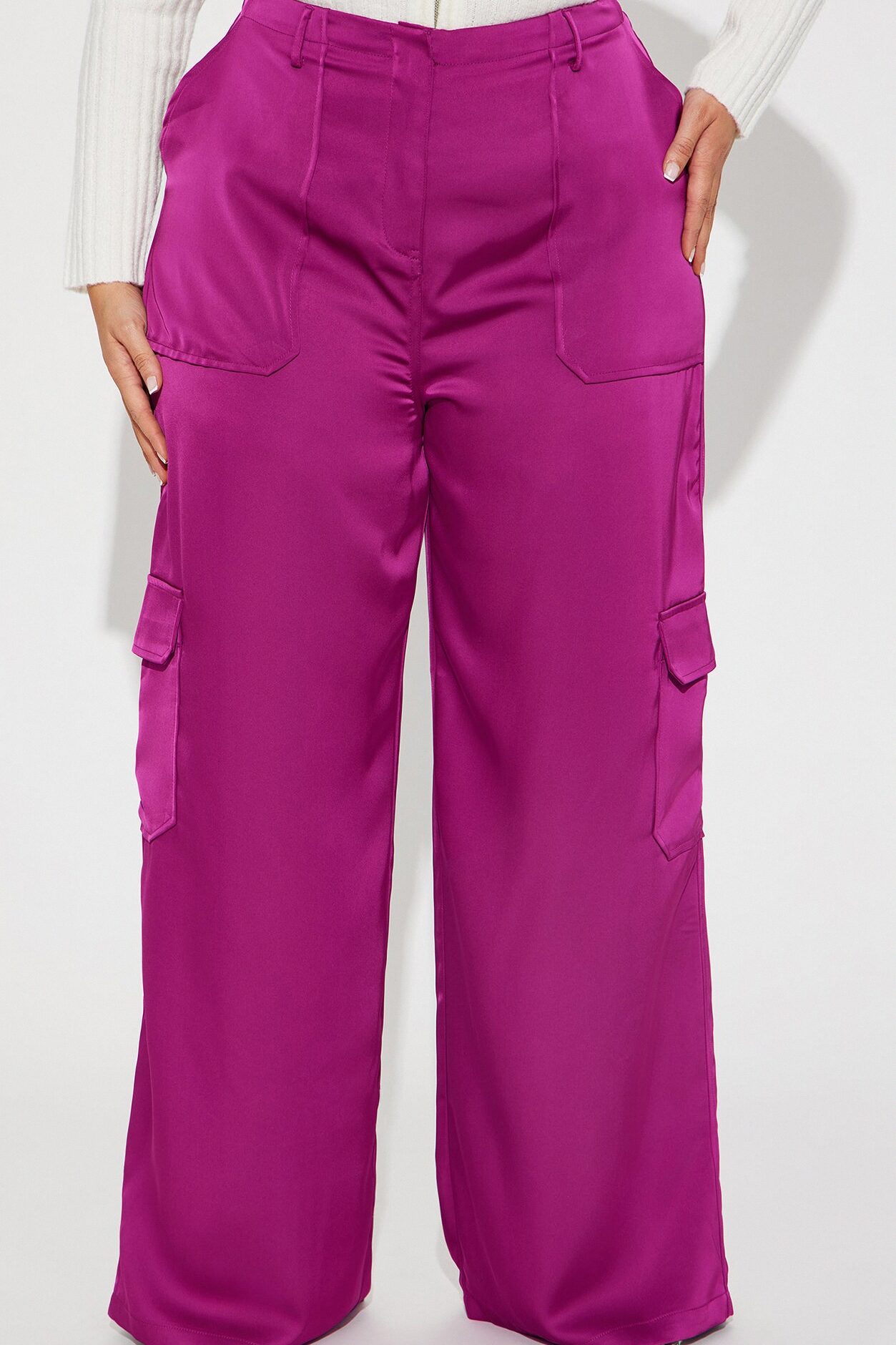 Pretty Girl Satin Cargo Pant - Magenta