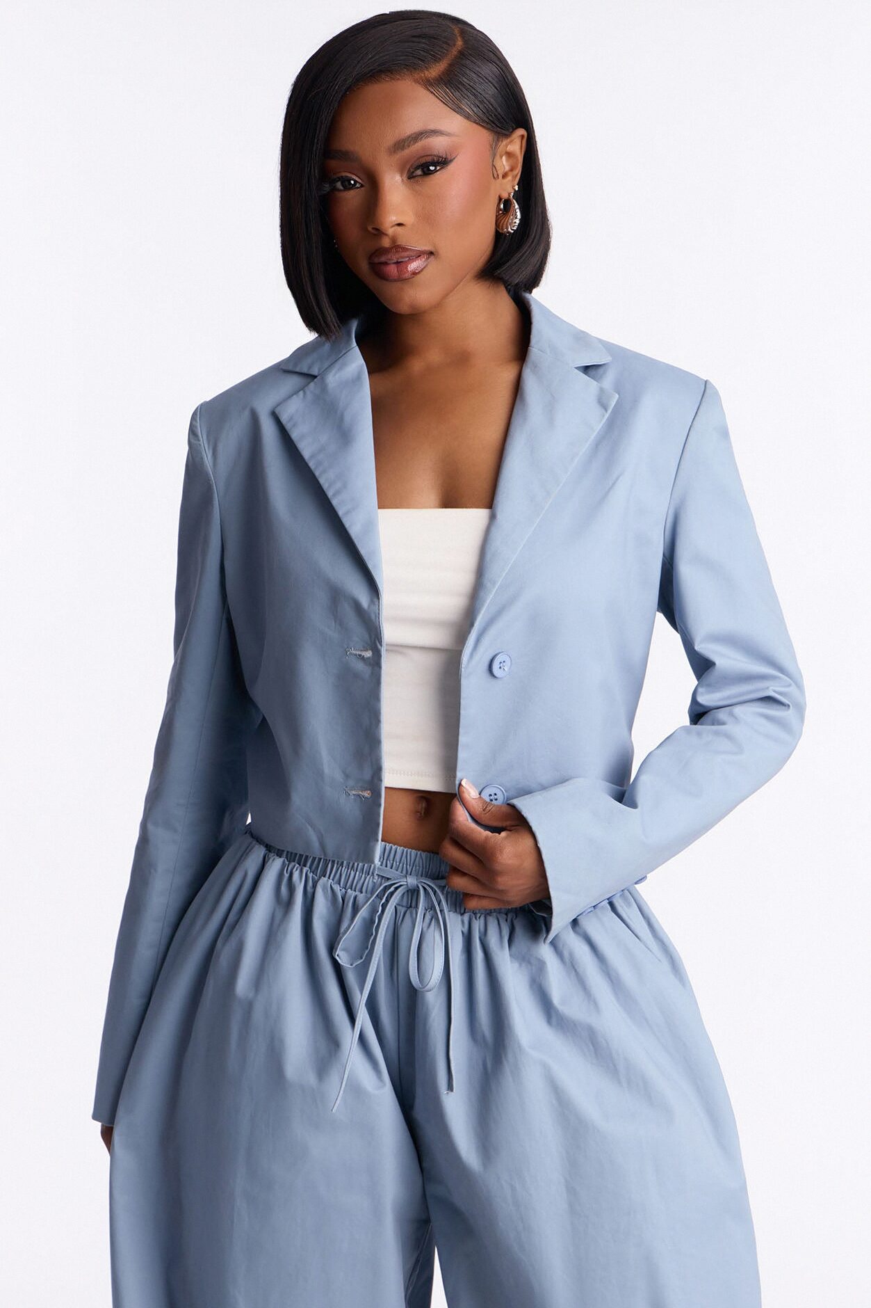Hailey Blazer Balloon Pant Set - Blue