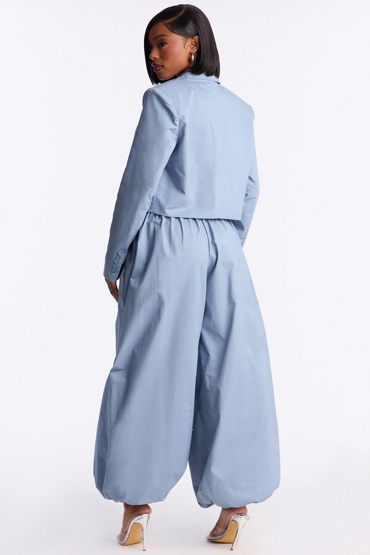 Hailey Blazer Balloon Pant Set - Blue