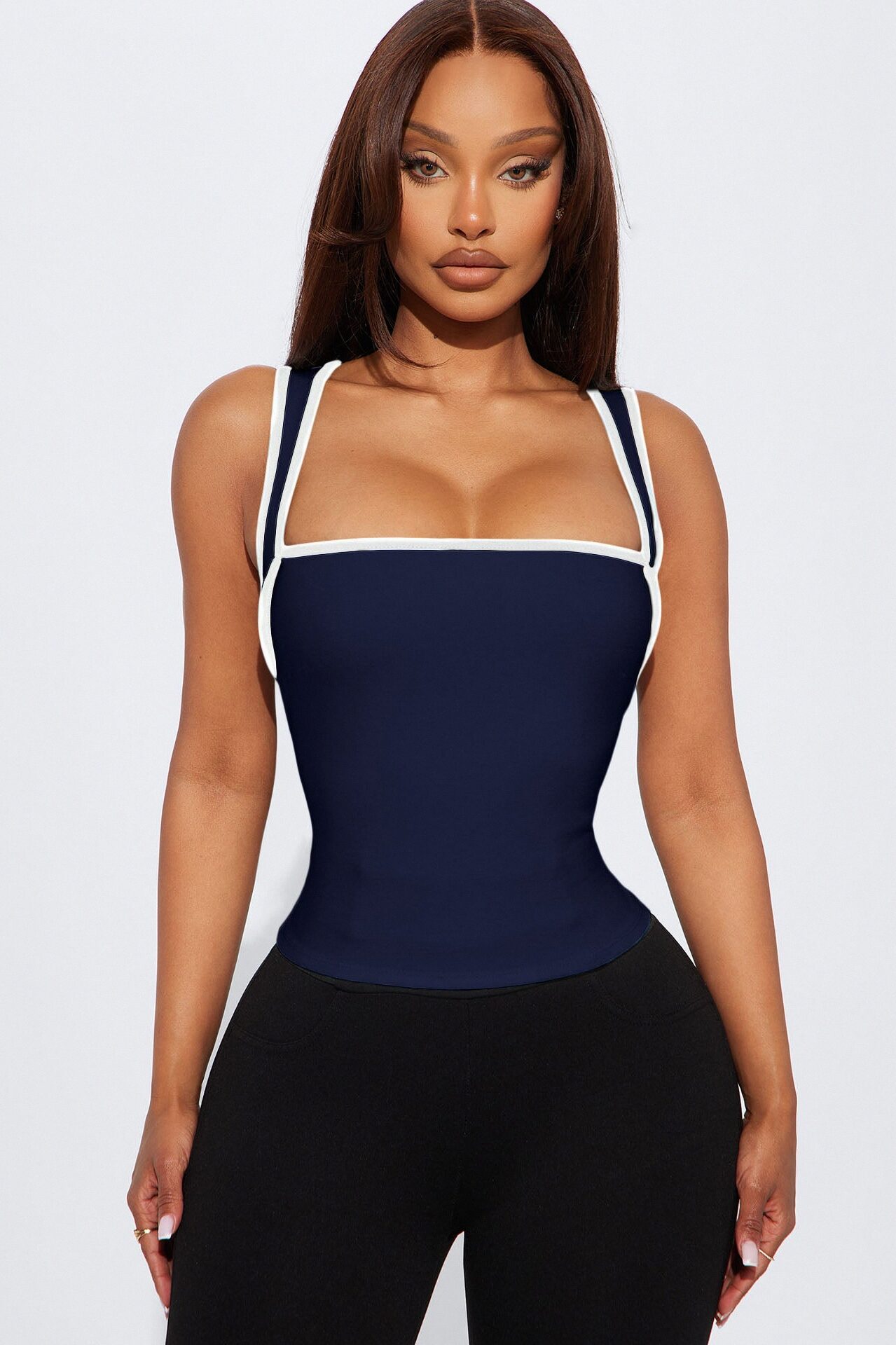 His Loss Contrast Trim Top - Navy