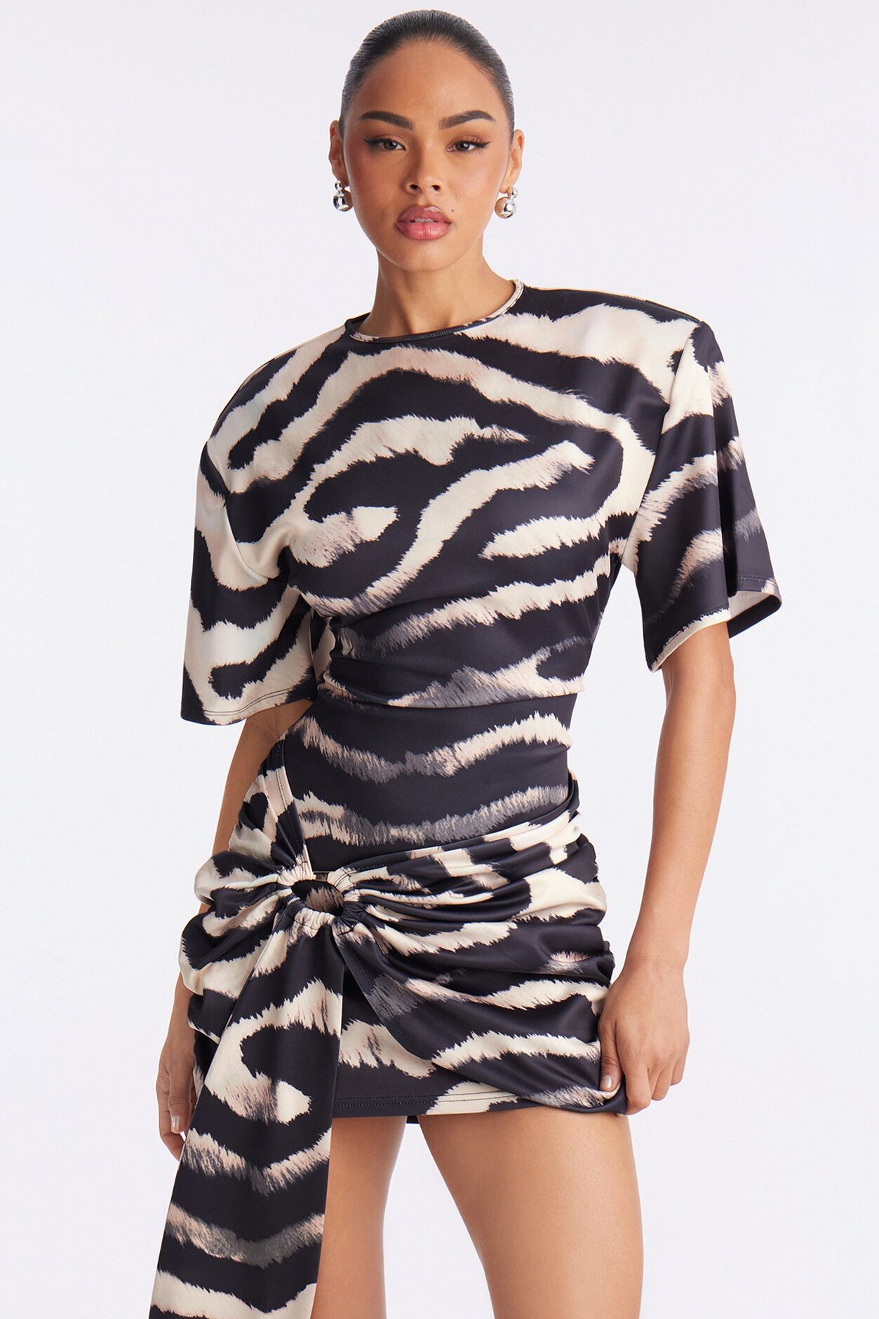 Catwalk Draped Scuba Mini Dress - Black/combo