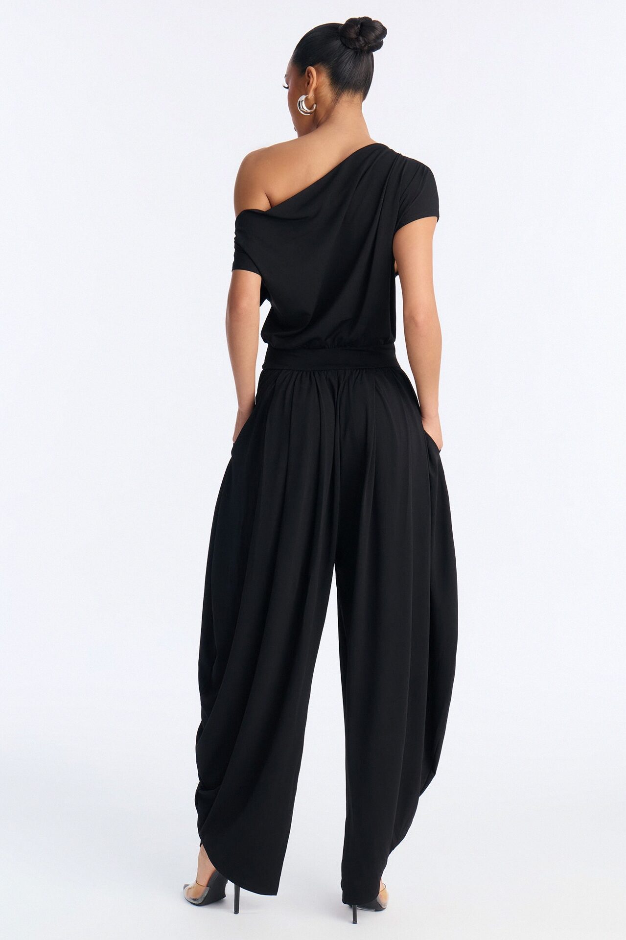 Belina Balloon Leg Off Shoulder Jumpsuit - Black