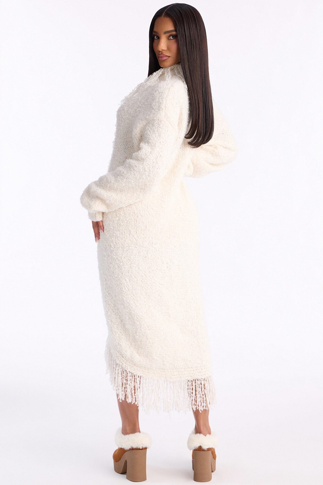 Fluffy Feelings Only Fringe Cardigan - Ivory