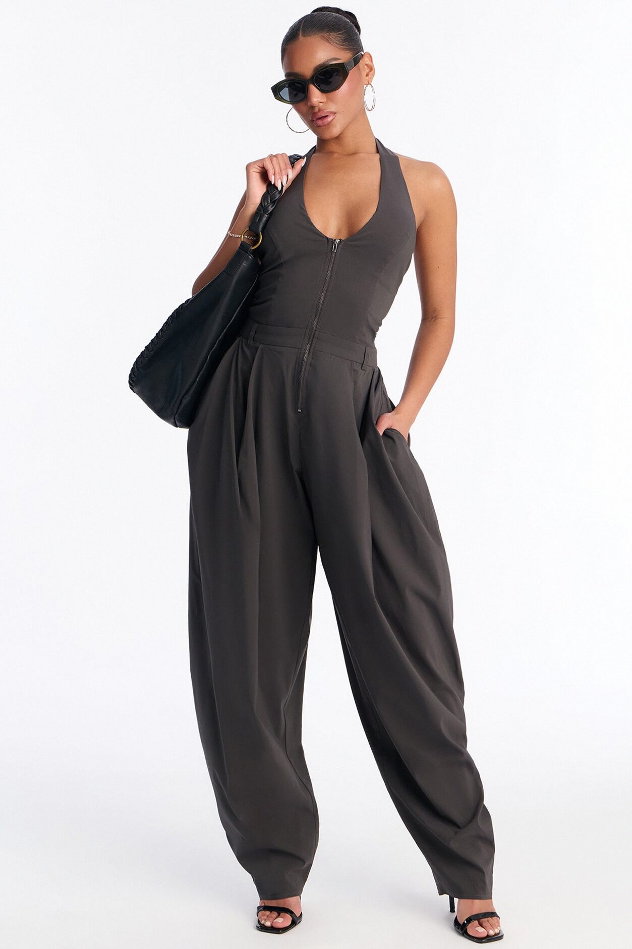 Alyssia Balloon Leg Jumpsuit - Charcoal