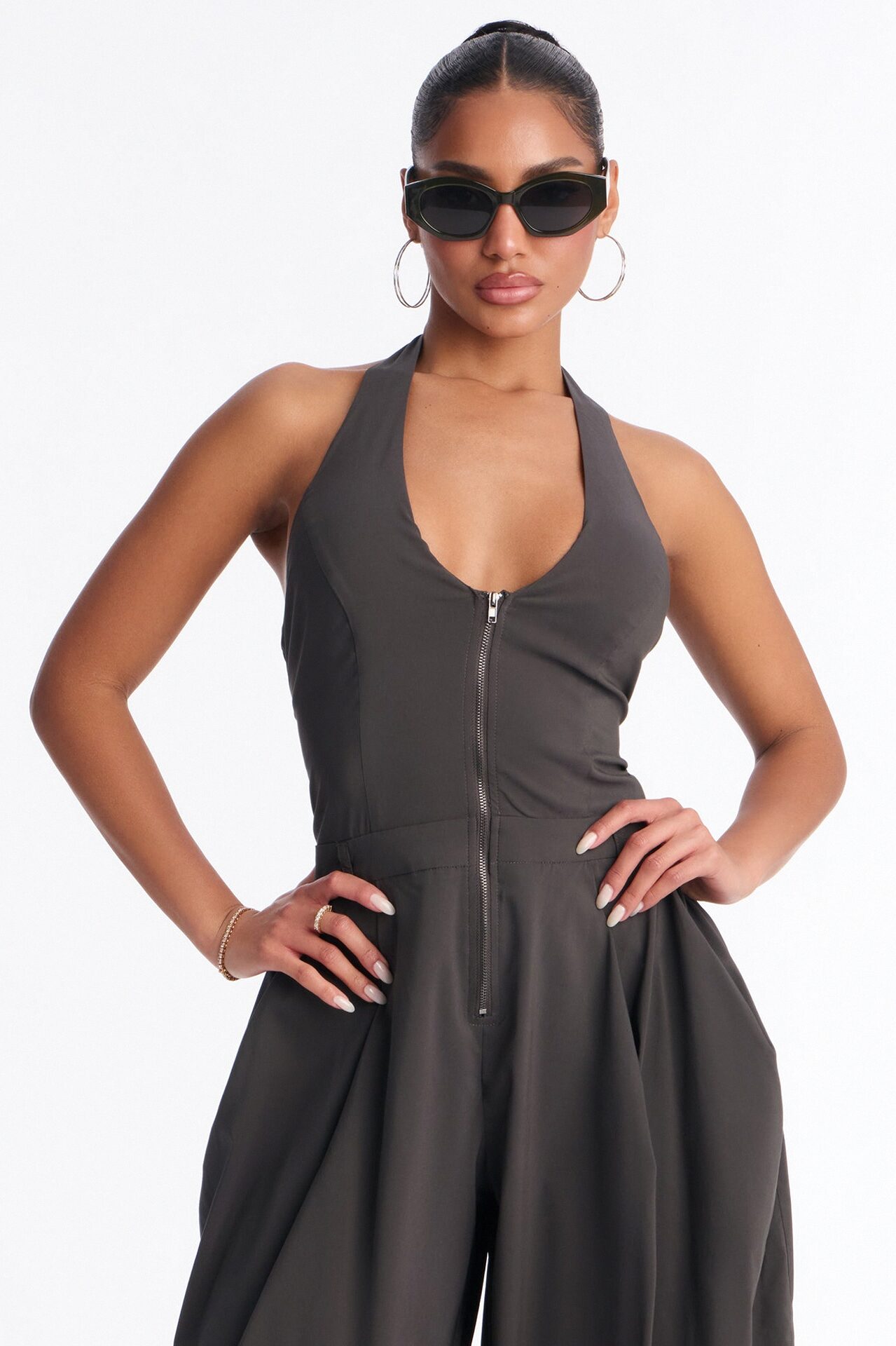 Alyssia Balloon Leg Jumpsuit - Charcoal