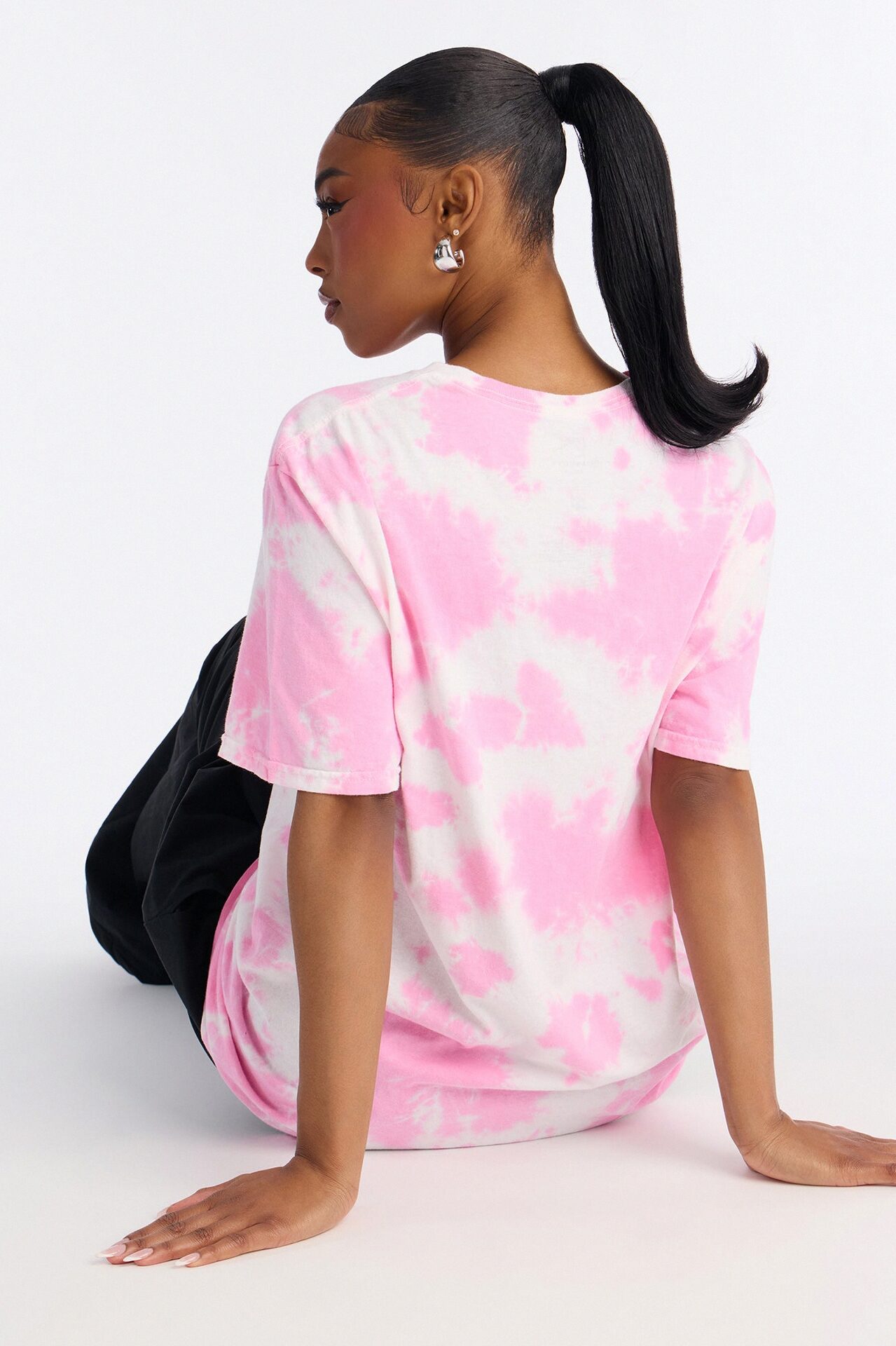 Hello Kitty Washed Oversized Crew Neck Tshirt - Pink/combo