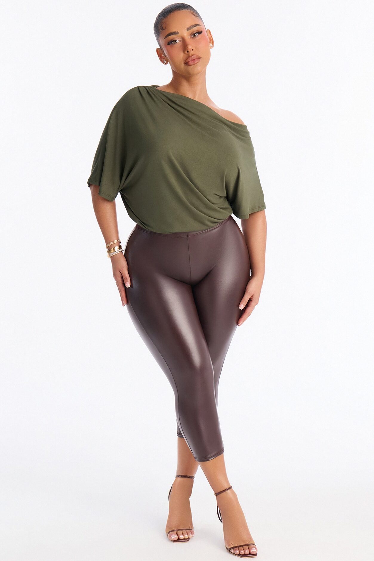 Flatter Me Off Shoulder Bodysuit - Olive