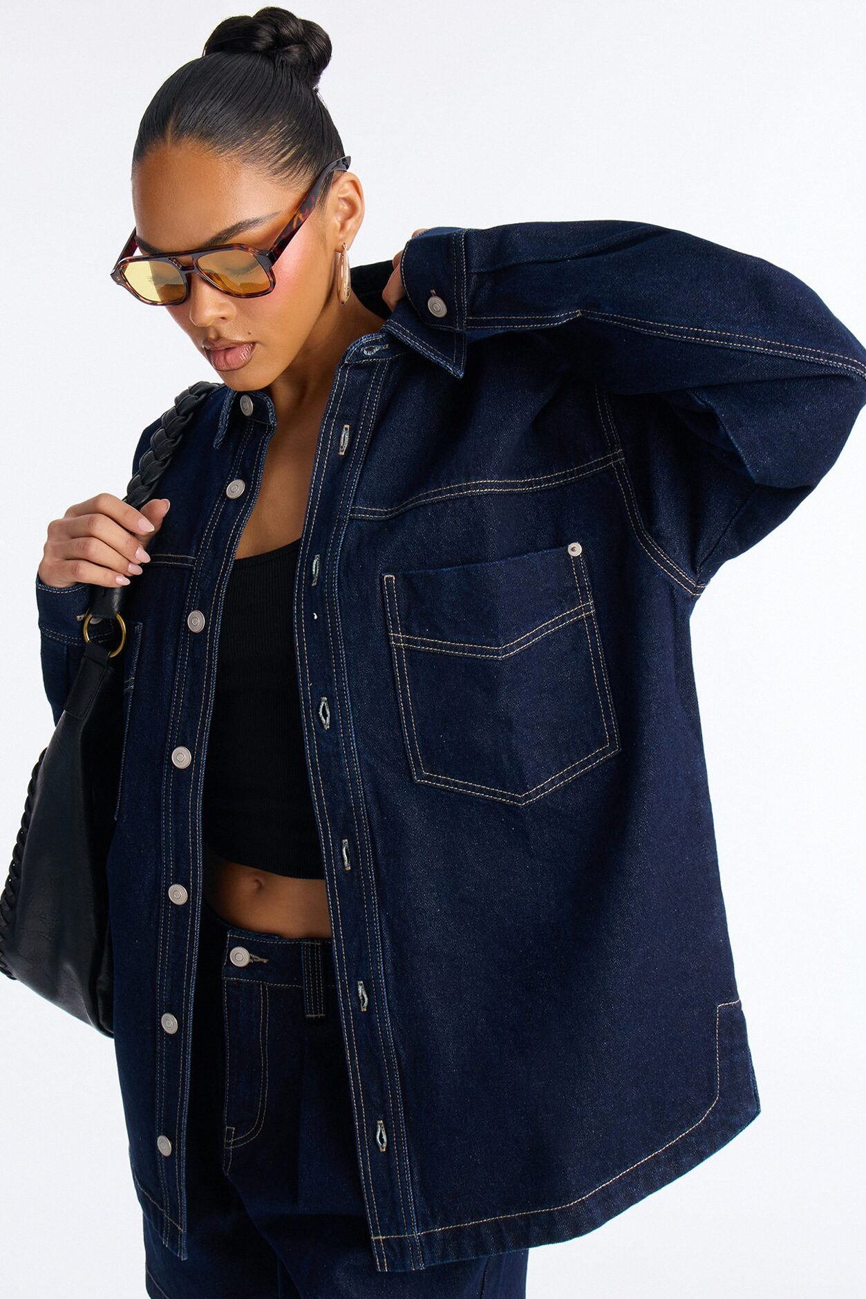 Night Borough Denim Shacket - Dark Wash