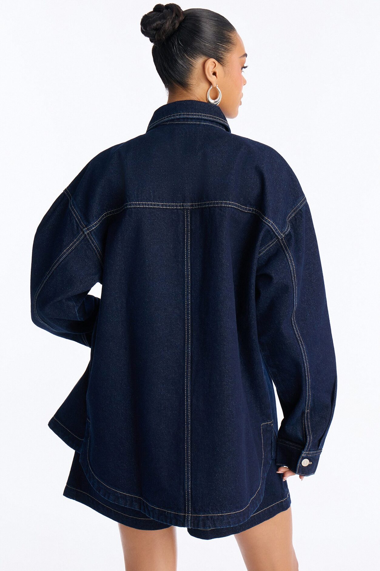 Night Borough Denim Shacket - Dark Wash