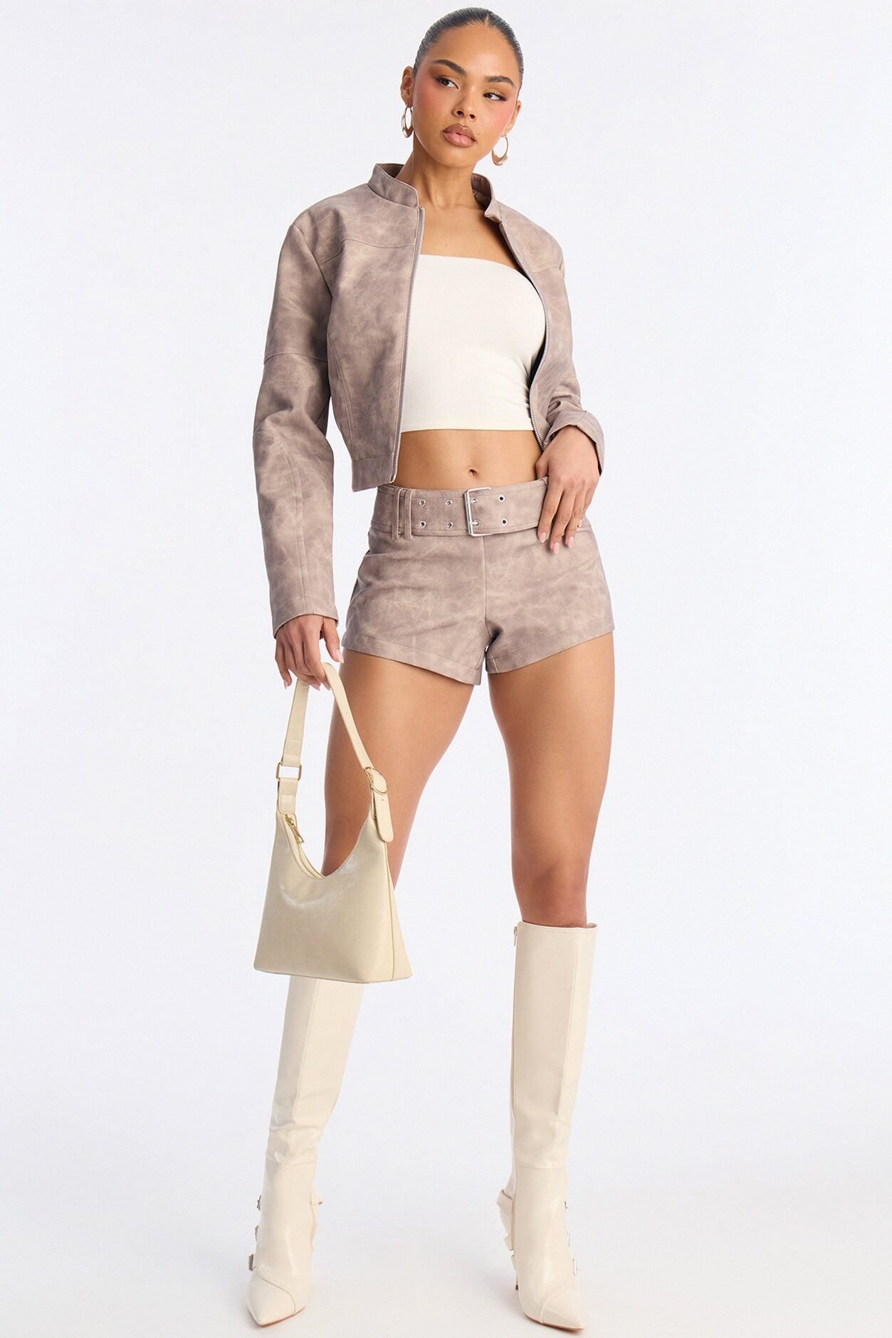 Simone Belted Micro Short - Stone