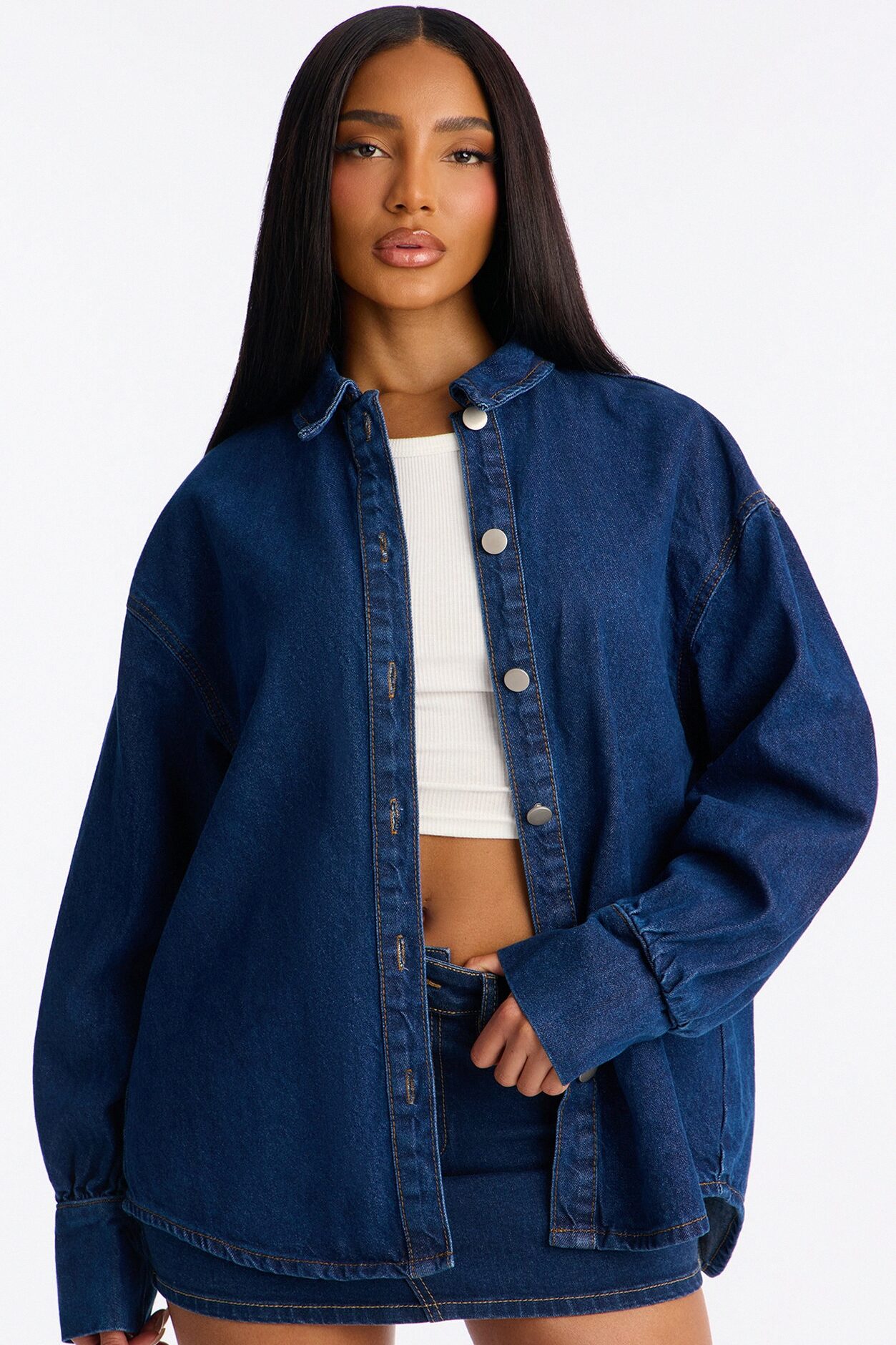 Myra Oversized Denim Shirt - Indigo