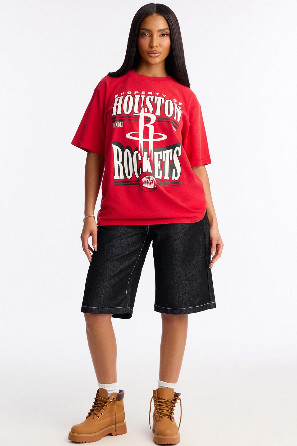 NBA Houston Rockets Washed Oversized Tee - Red