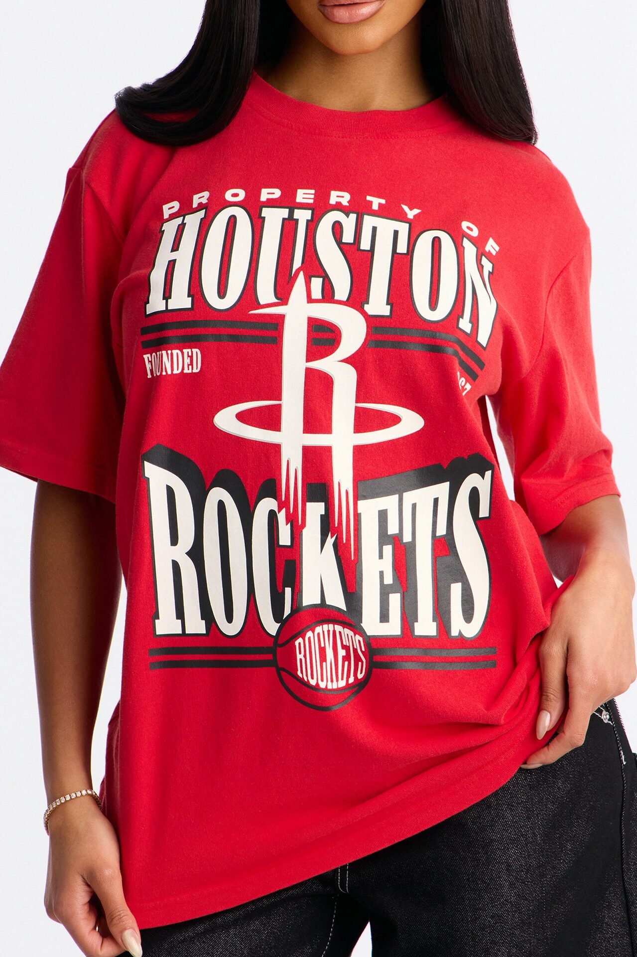 NBA Houston Rockets Washed Oversized Tee - Red