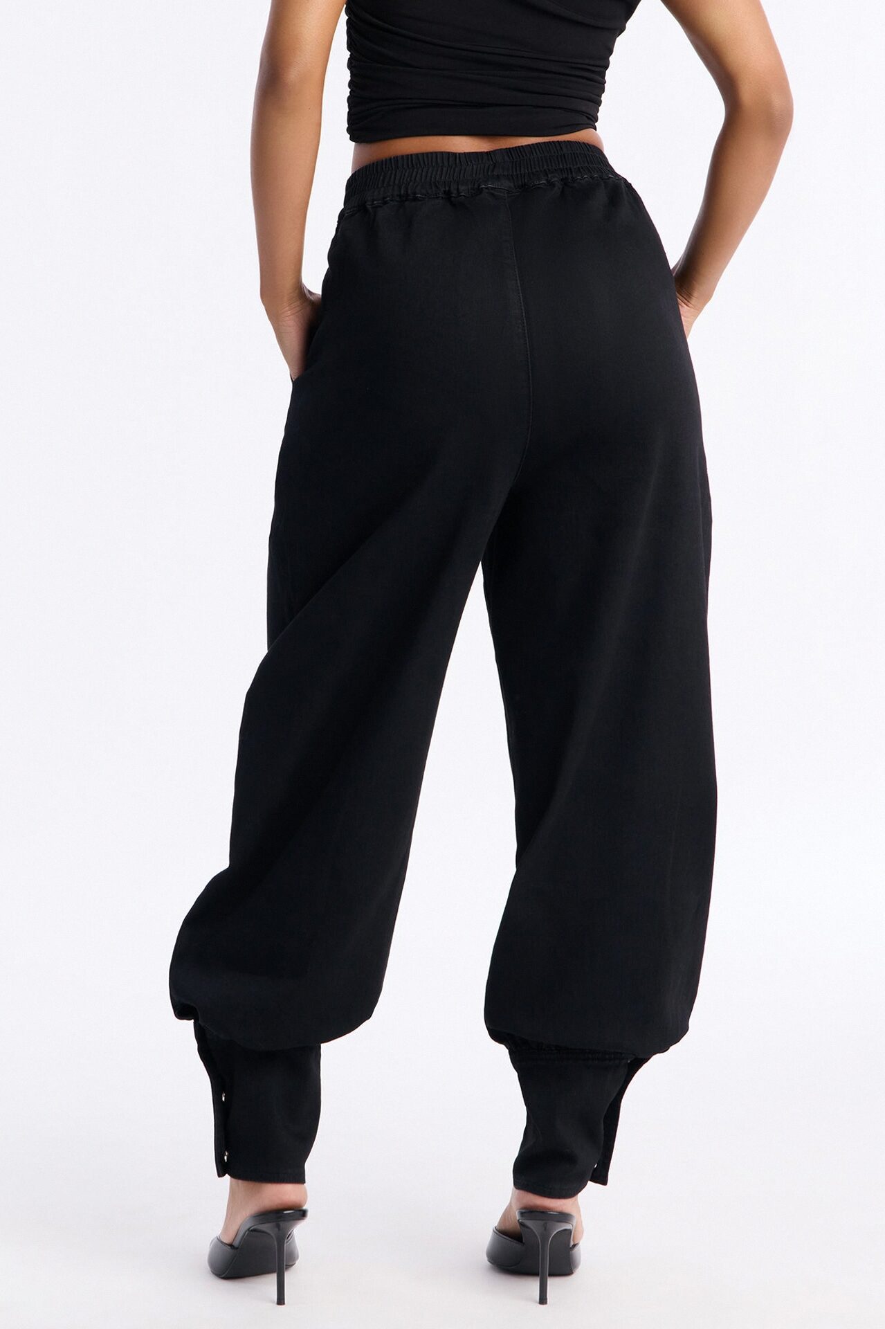 Destination Unknown Drapey Denim Balloon Jeans - Black
