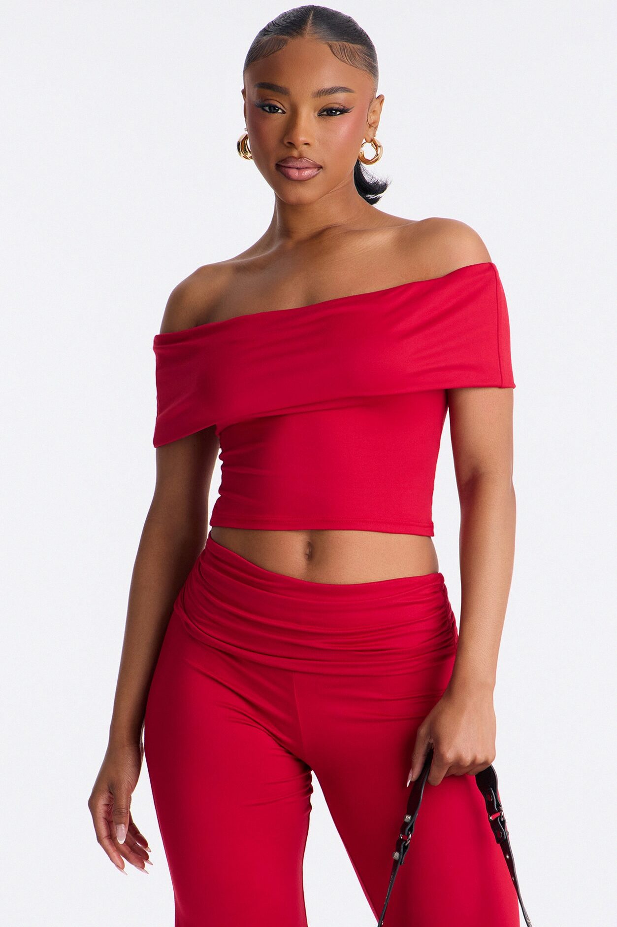 Mila Off Shoulder Pant Set - Red
