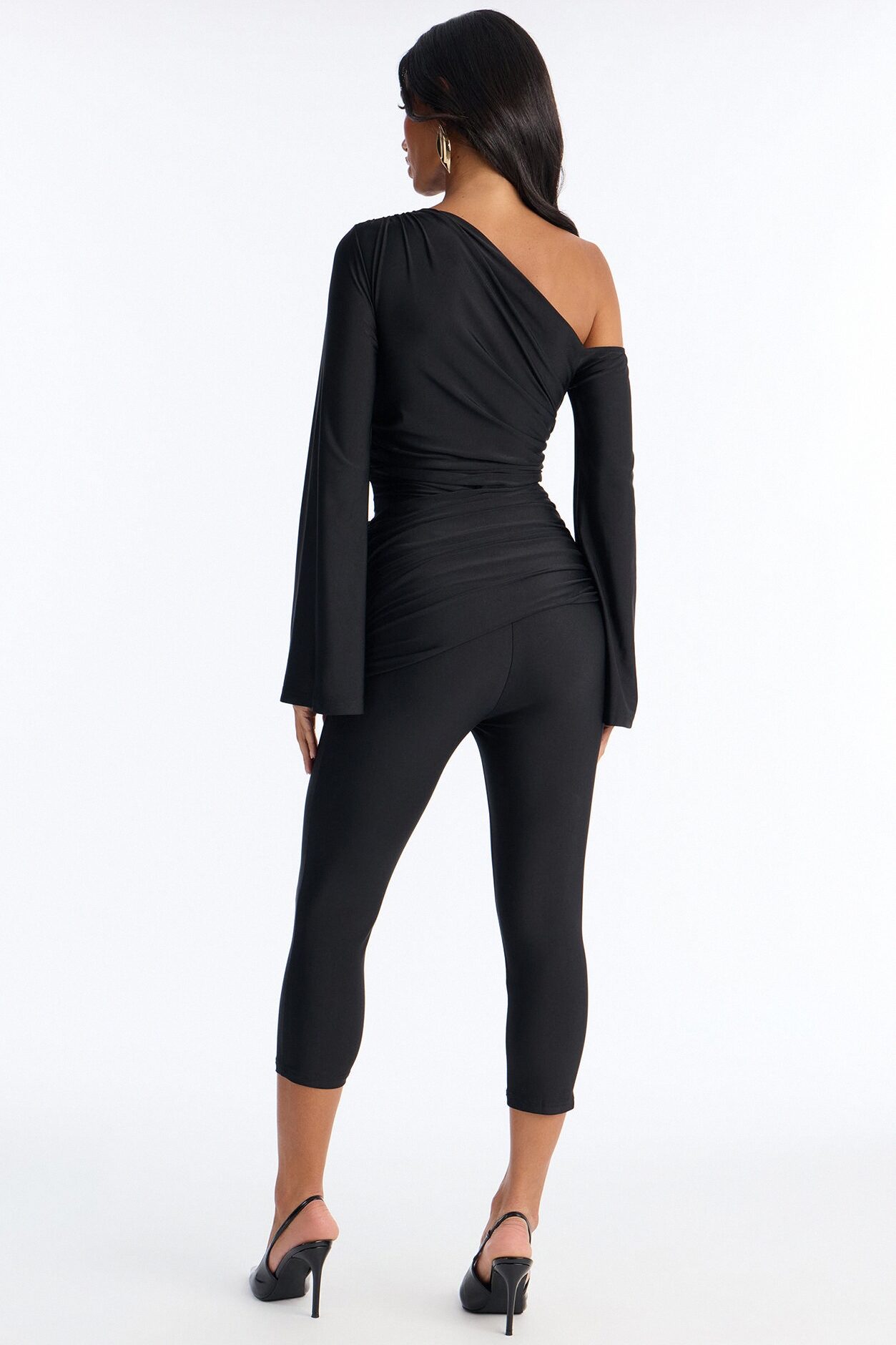 Kalania Ruched Capri Catsuit - Black